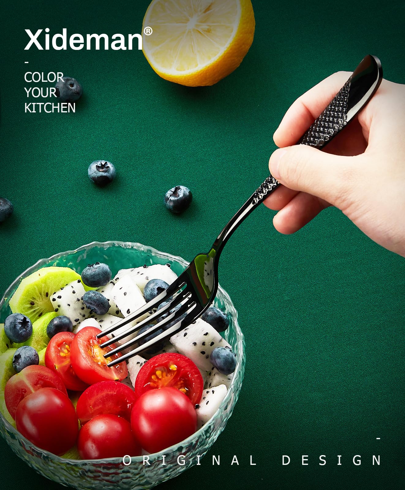 Xideman Black Dinner Forks, 6 Piece 18/10 Stainless Steel Forks, 7.95''Small Serving Forks