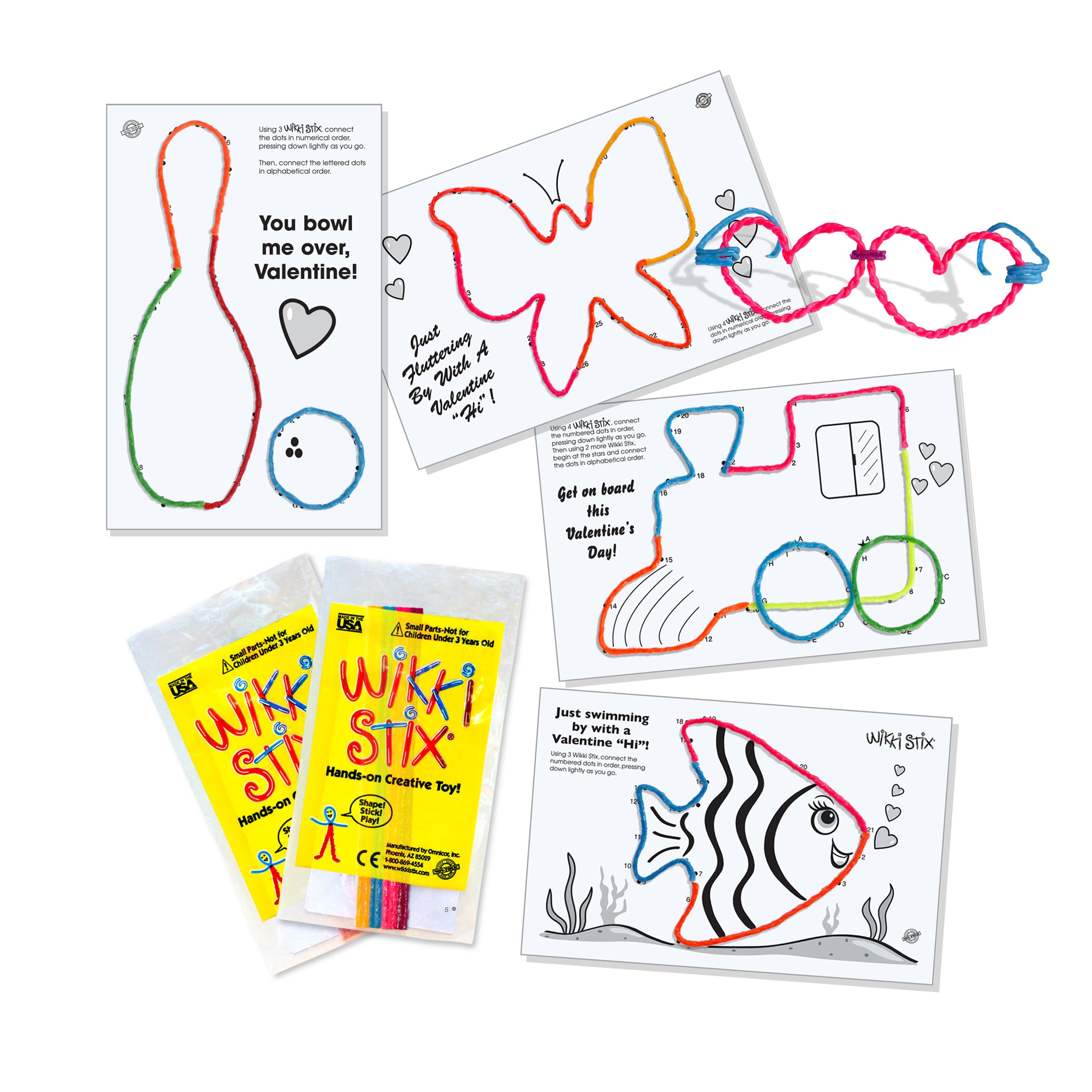 Wikki Stix Valentine'S Fun Favors 50 Pak. Valentine'S Gifts For Kids And Kids Classroom Gift Bags. 50 Individually Packaged Paks