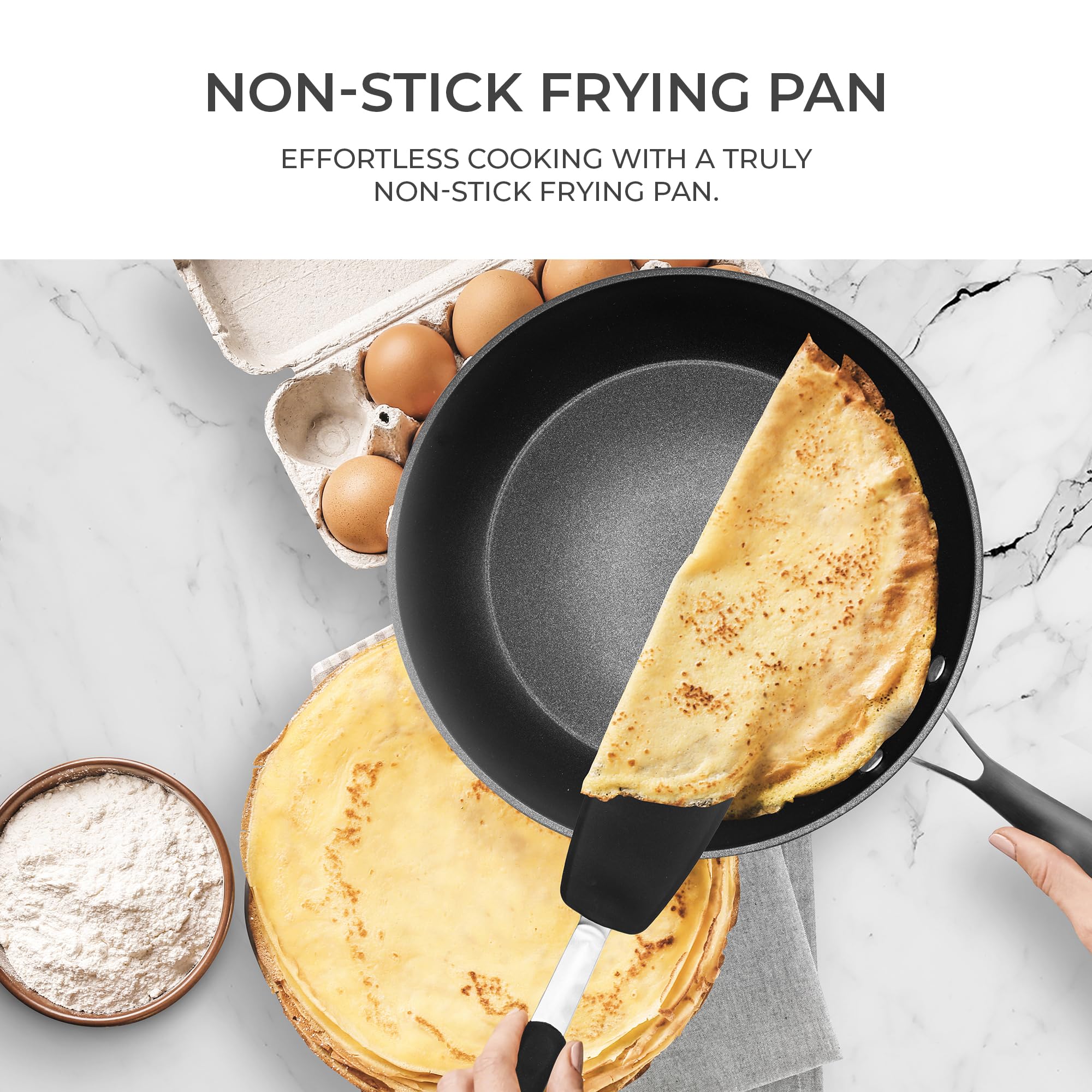 Frying Pans Nonstick - 10'' Non Stick Frying Pan With Lid Splatter Screen - Lightweight Aluminum Fry Pan Skillet Includes Spatul