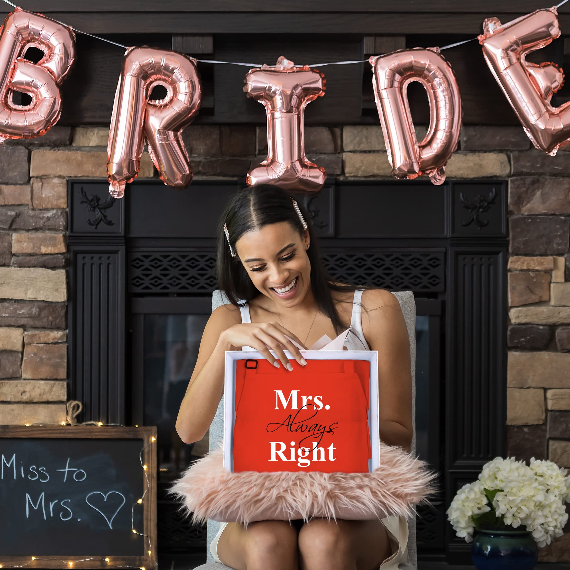 Prazoli His And Her Aprons - Mr Right Mrs Always Right Couples Engagement Gift, Cute Bridal Shower Gift Anniversary Wedding Regi