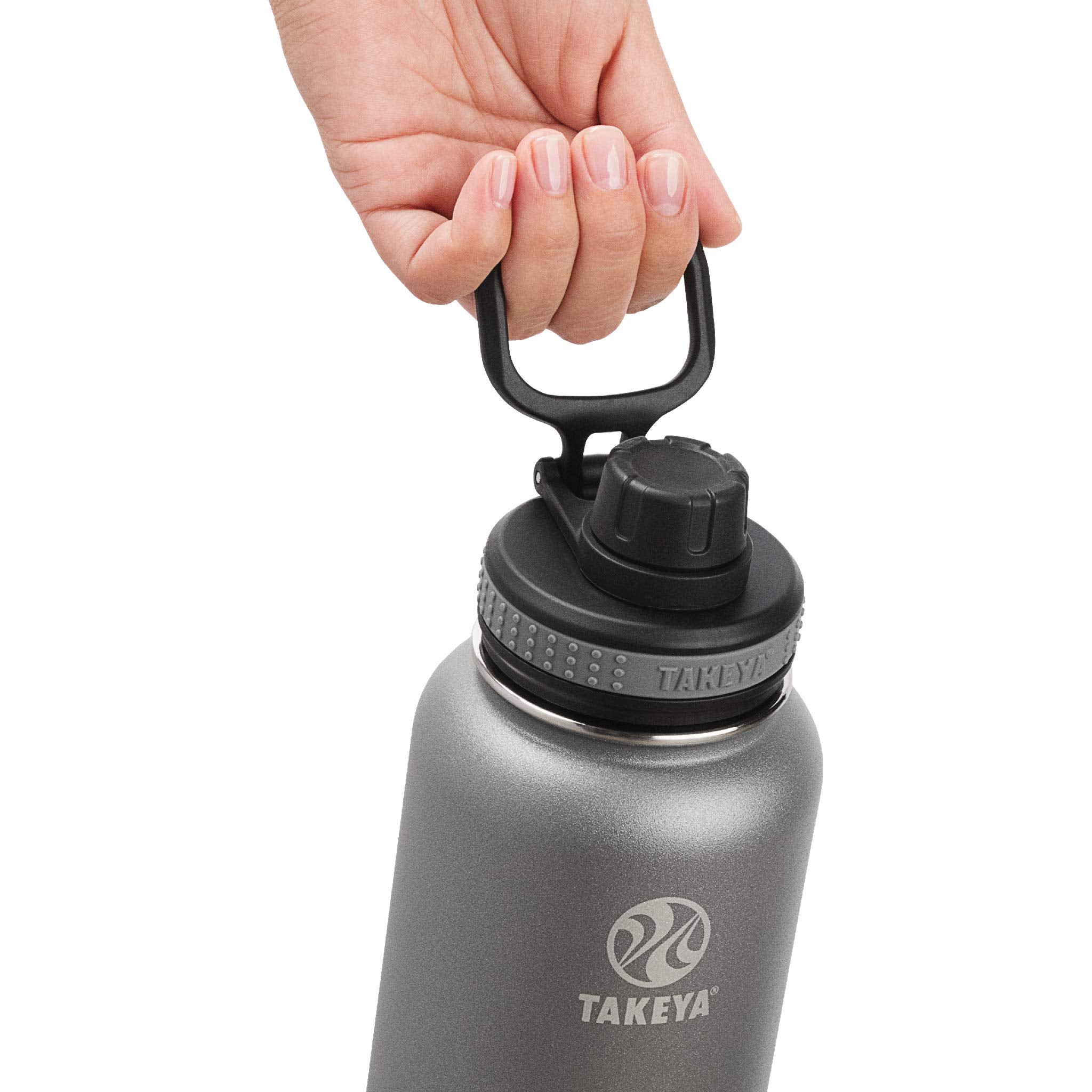 Takeya Originals 40 Oz Vacuum Insulated Stainless Steel Water Bottle With Straw Lid, Graphite