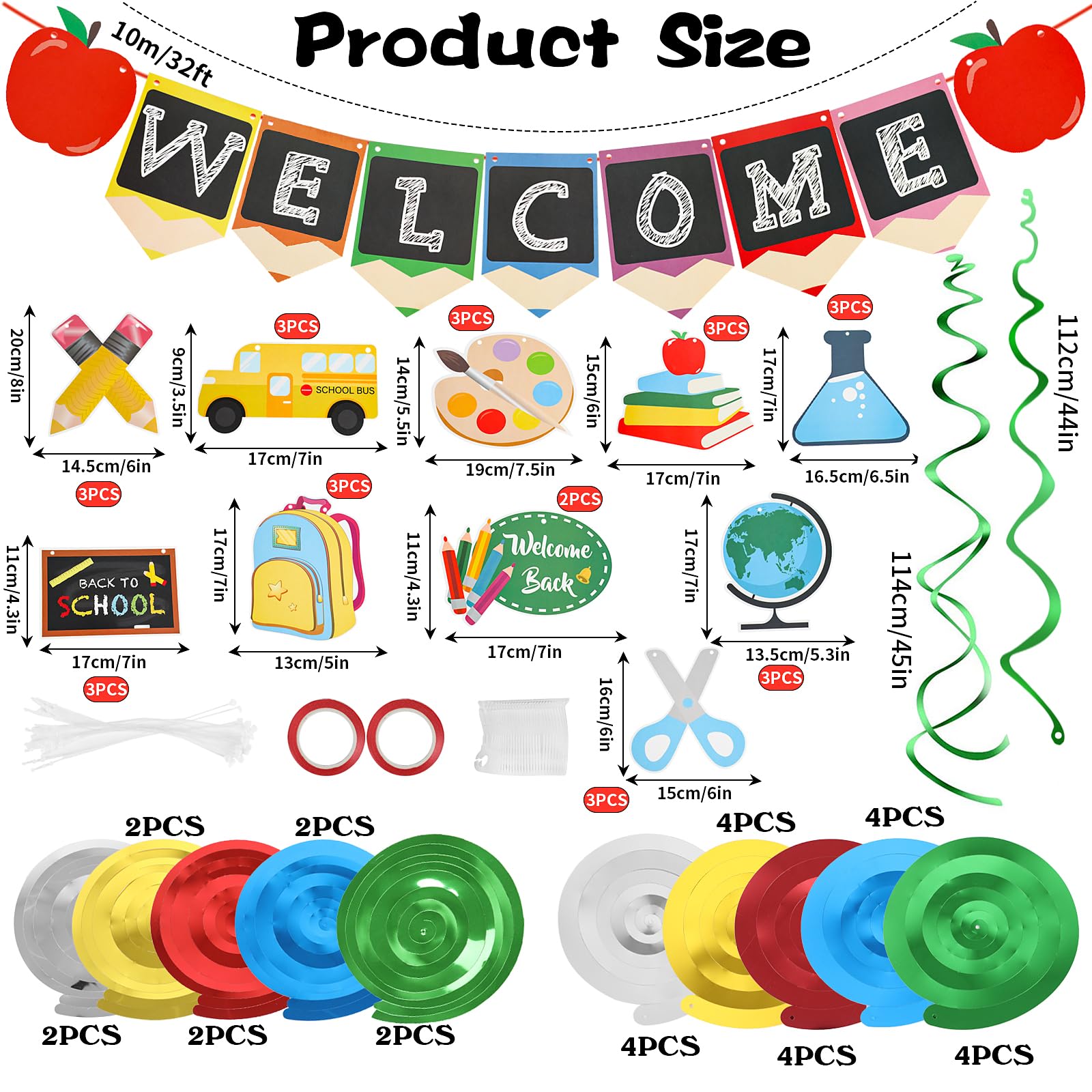 Foimas Back To School Hanging Decoration Banner And Swirl Welcome To School Bunting Banner Decor For Back To School Kindergarten