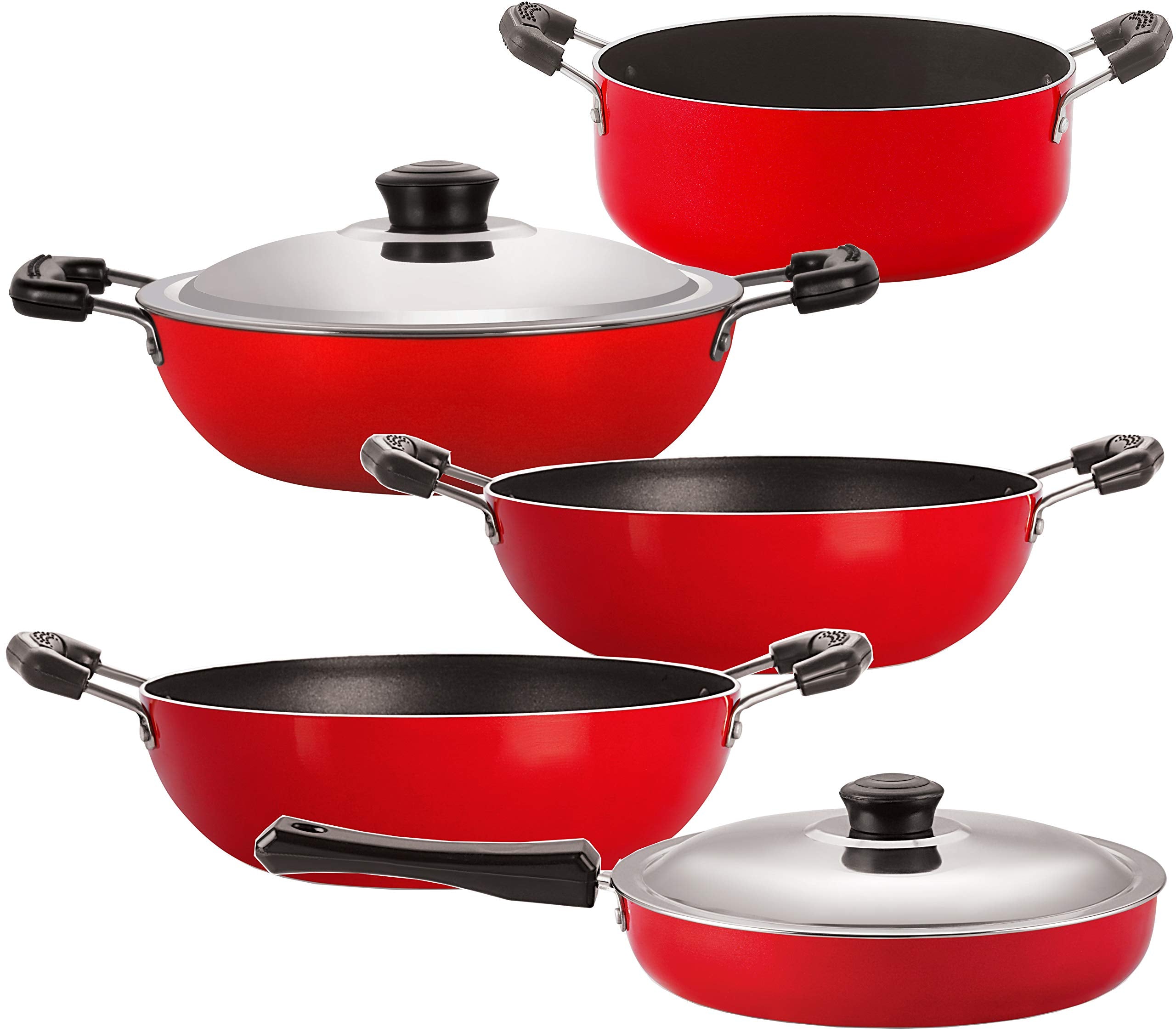 Nirlon NonStick 5 Piece Rust Free Gas Compatible Kitchenware Set Offer With Bakelite Handle