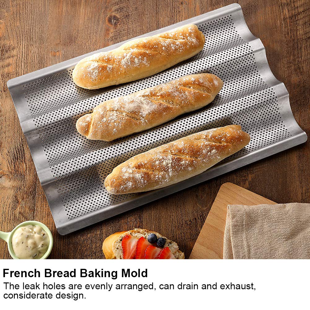 Topincn 430 Stainless Steel French Bread Waves Baking Tray Pan Bread Baking Tool 3 Silver