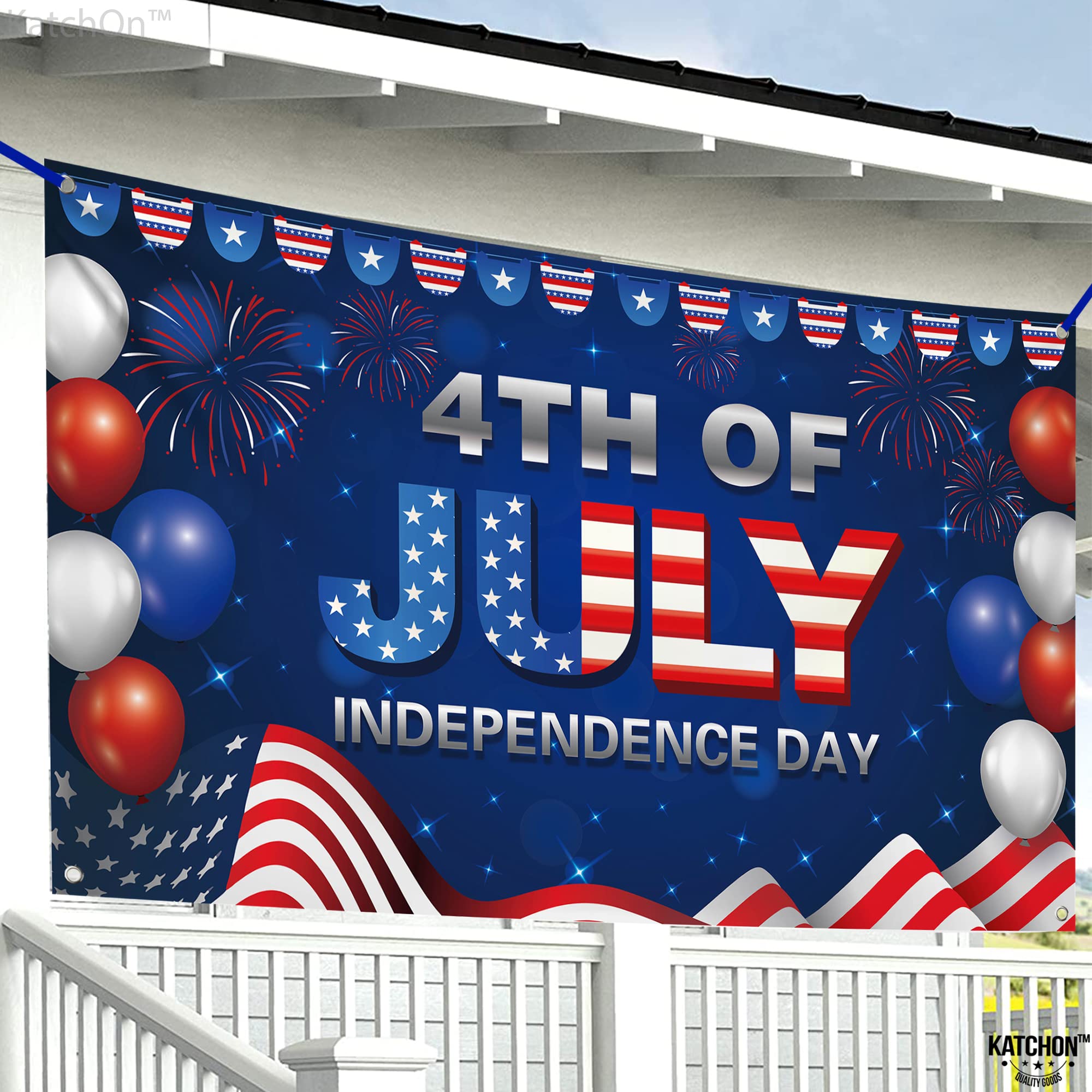 Katchon, Xtralarge 4Th Of July Banner - 72X44 Inch | 4Th Of July Backdrop For 4Th Of July Decorations | Independence Day Decorat