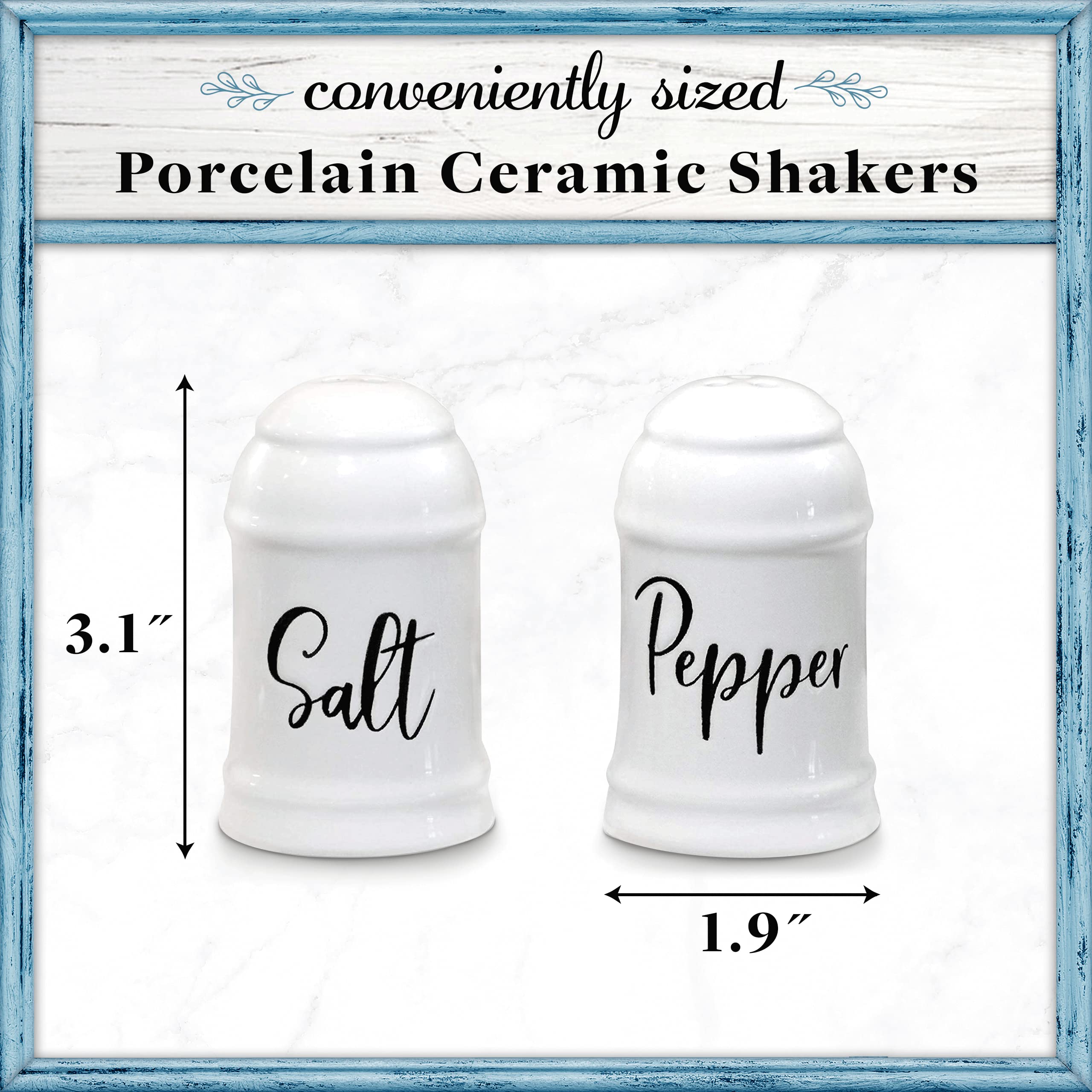 Home Acre Designs Salt And Pepper Shakers Set Farmhouse Kitchen Decor Ceramic Salt Shaker -White Salt And Pepper Shaker - Weddin