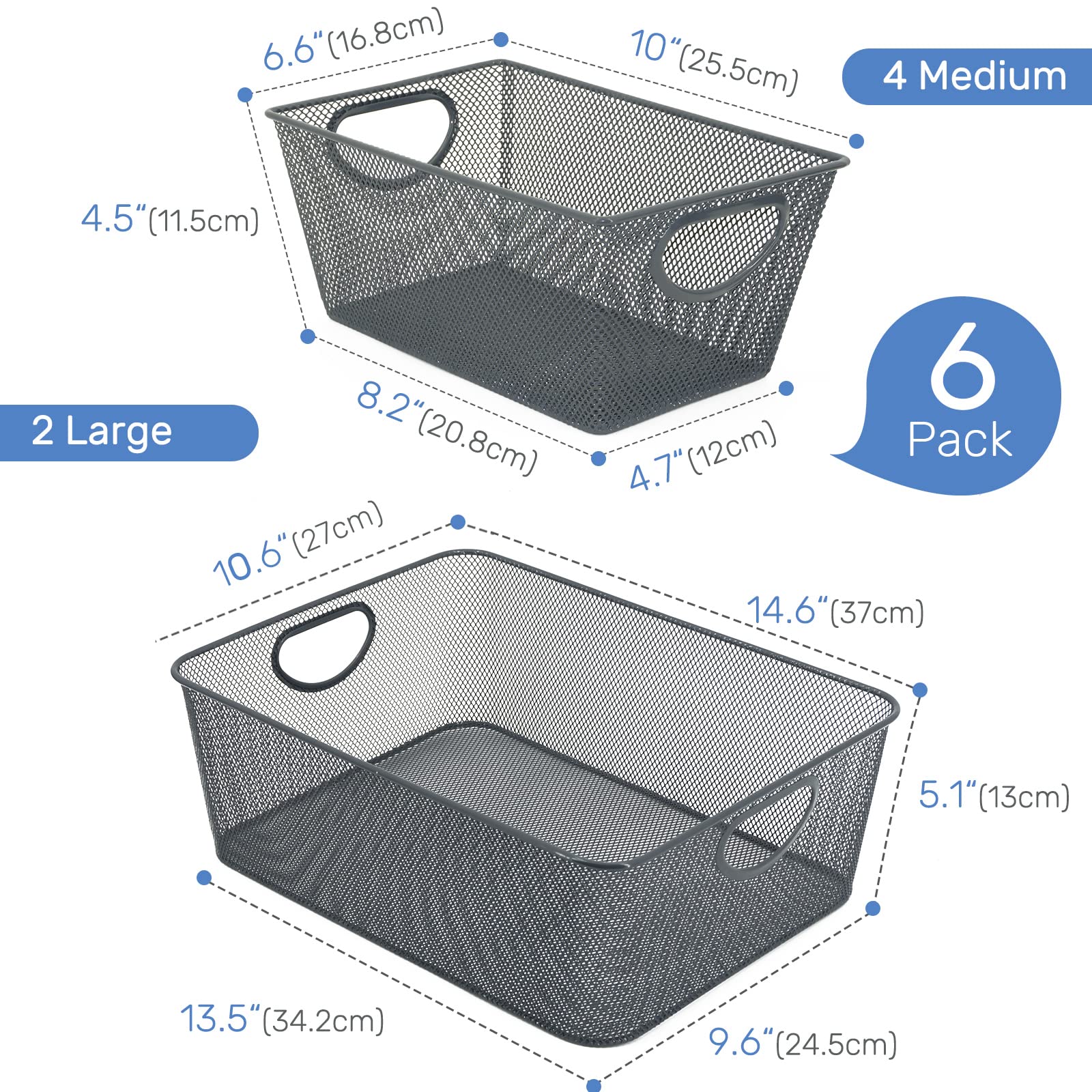 Wire Baskets For Organizing Neudeco Pantry Baskets 6 Pack Wire Storage Baskets Metal Mesh Baskets Storage Bins For Kitchen Laund
