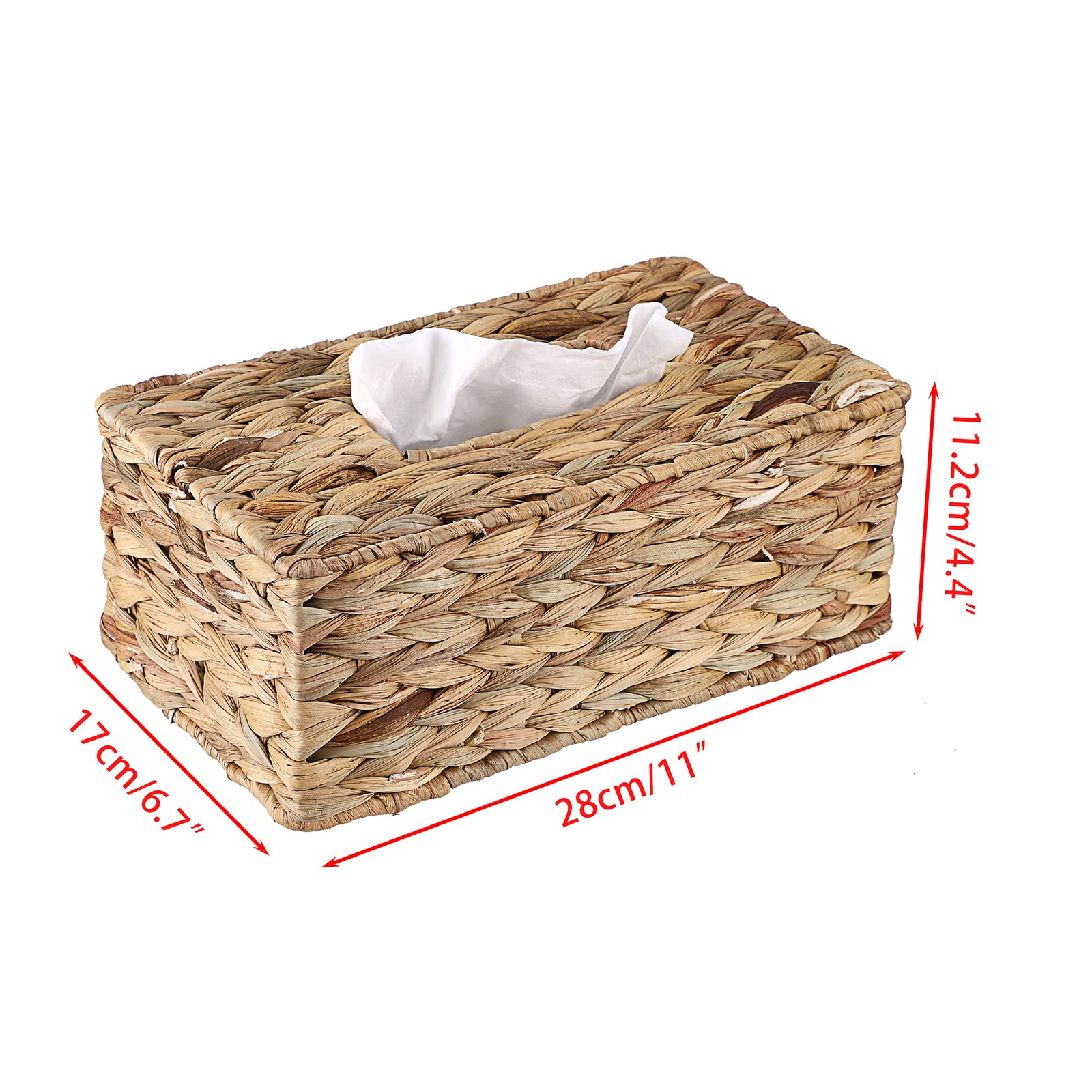Sumnacon Tissue Box Cover Water Hyacinth Tissue Box Rectangular Tissue Holder Woven Tissue Cover Wicker Tissue Box Holder For Ba