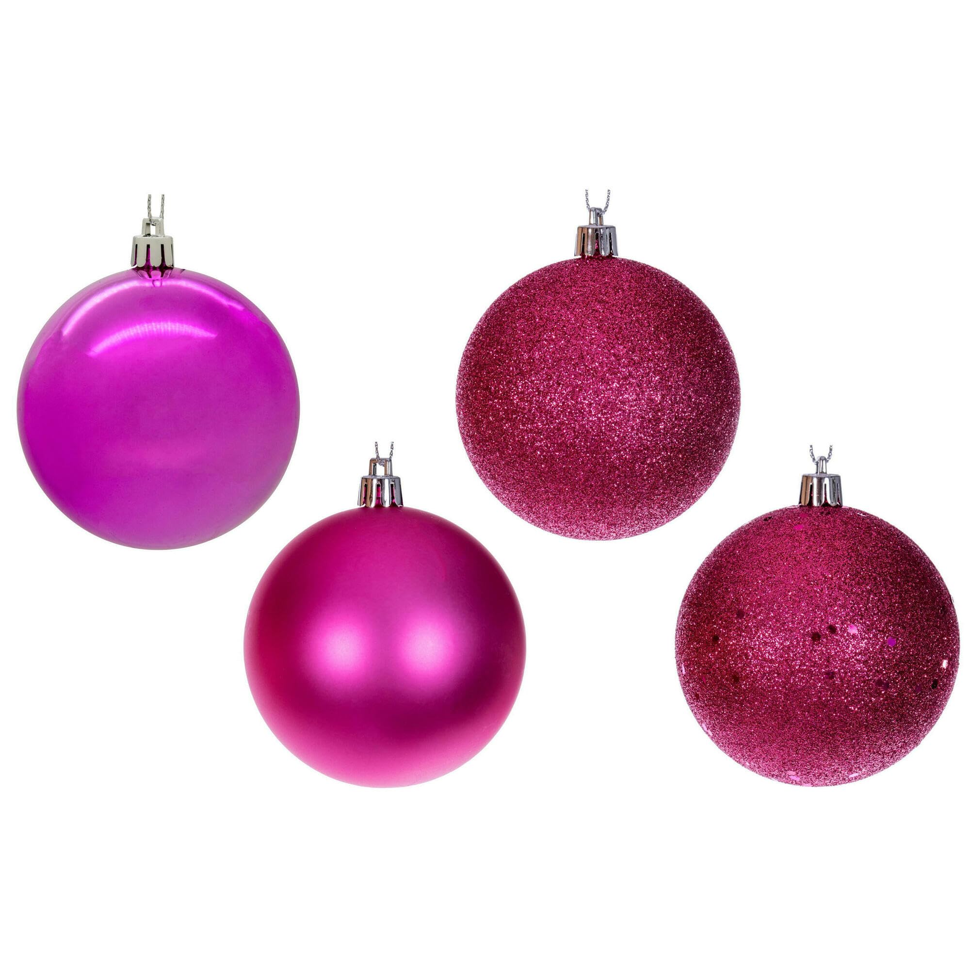 Vickerman 3 Hot Pink 4-Finish Ball Ornament Set, 16 per Box.