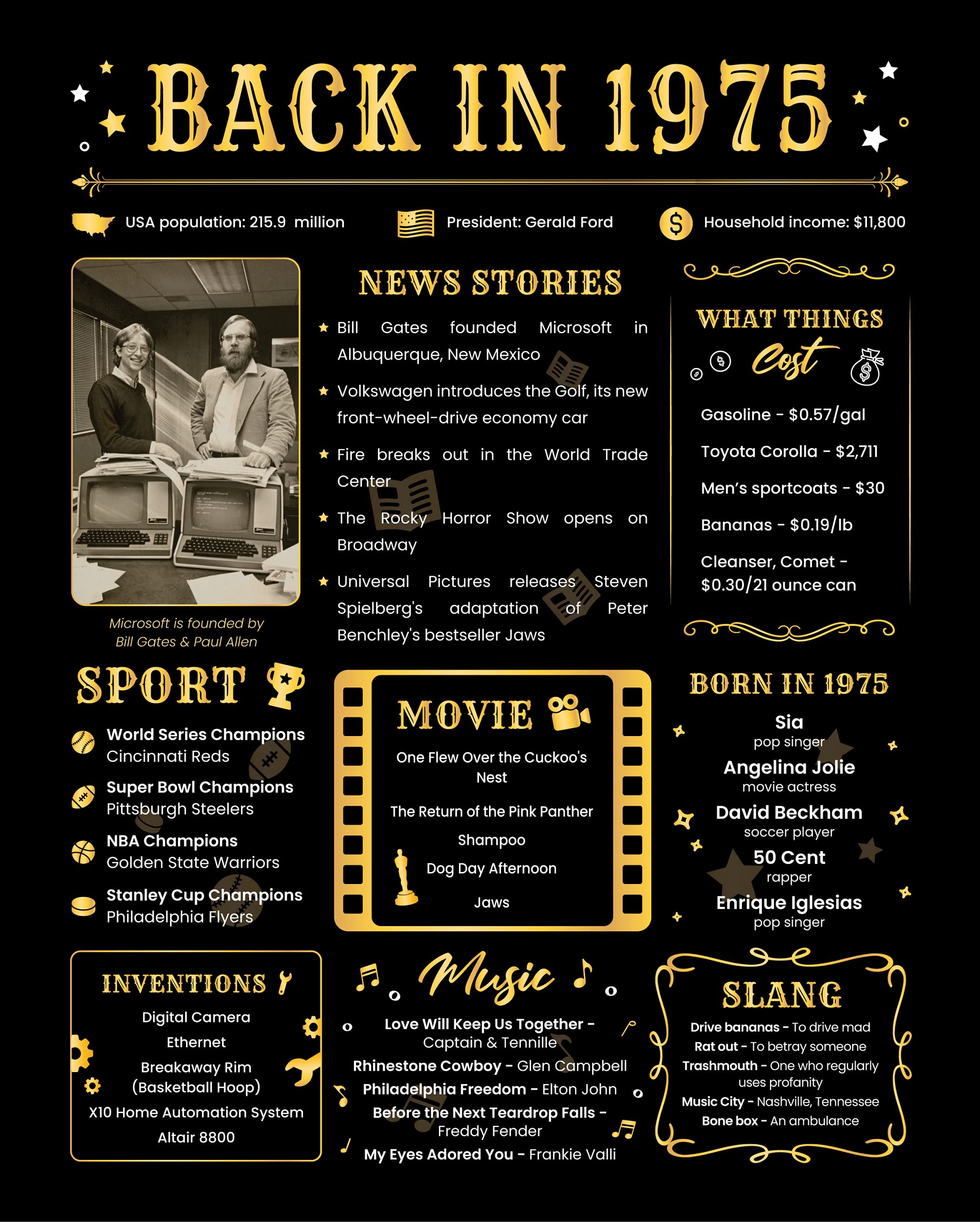 Back In 1975 Birthday Card - 49Th Birthday Gift For Women Or Men - 49Th Birthday Decoration For Her Or Him - Funny Table Centerp