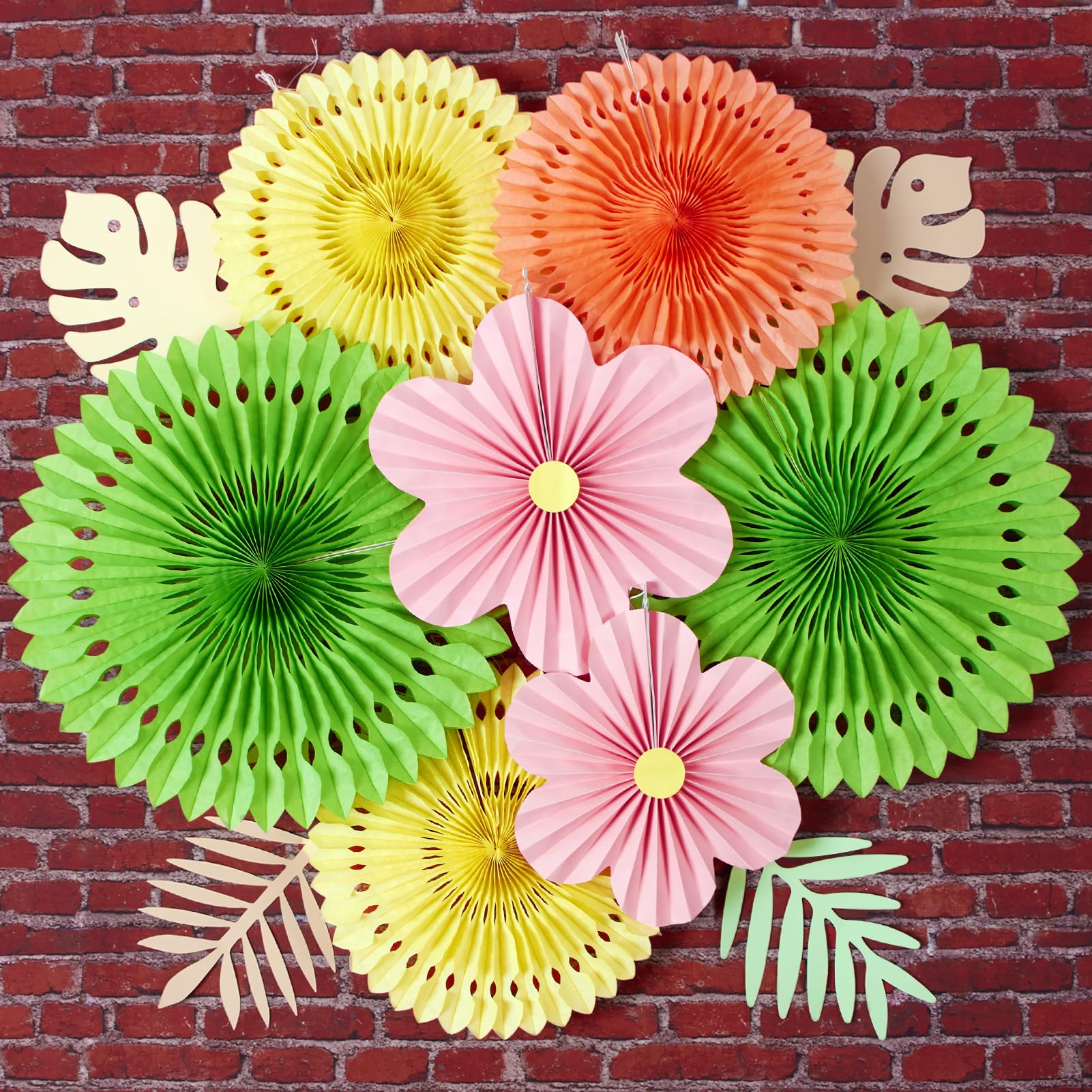 SUNBEAUTY Paper Flowers Leaves Decorations for Wall Fans Classroom Decoration Floral Backdrop Decor Hanging Decor Set of 12 Hdzs-pink Flower 14001-0701