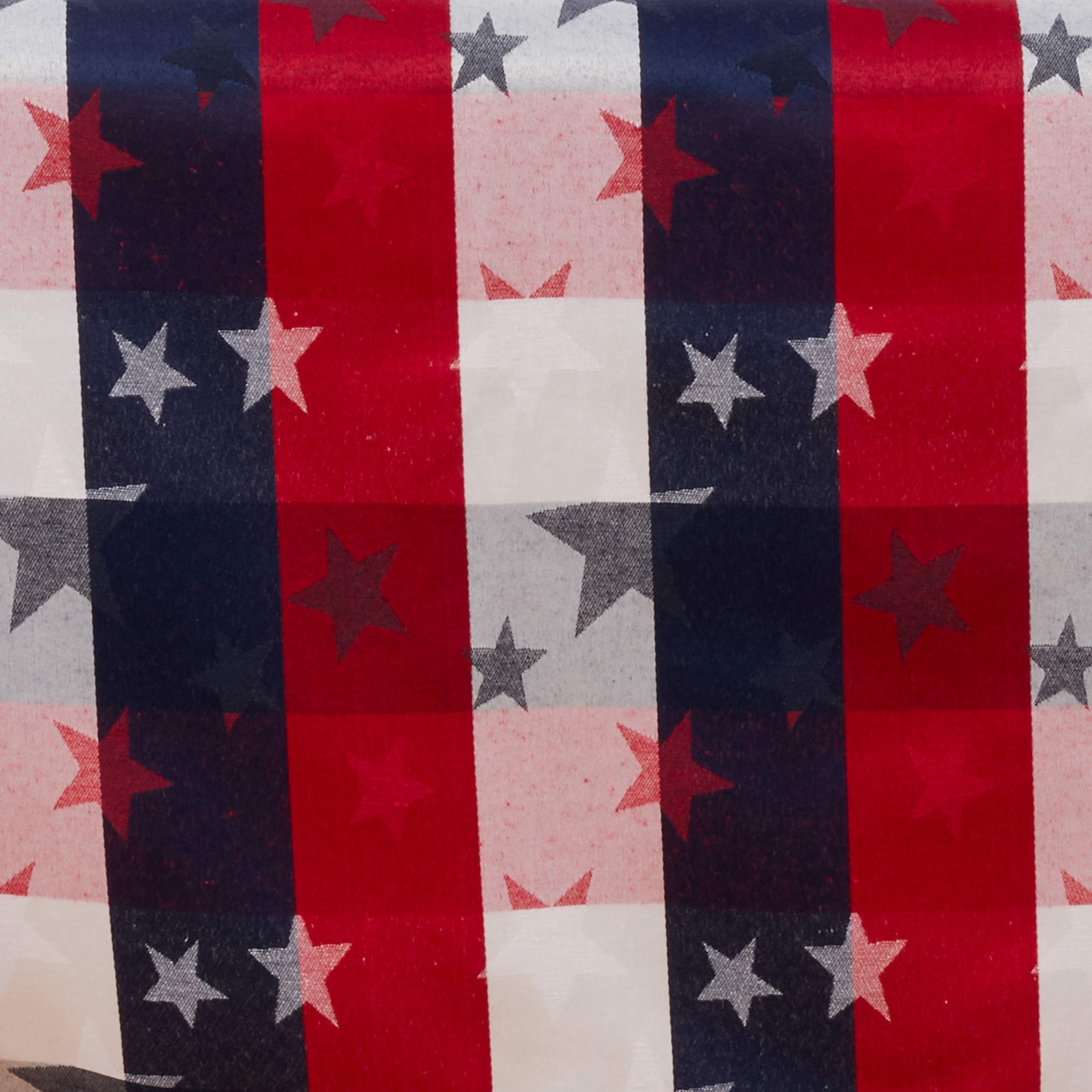 Red White and Blue Checkered with Stars Cotton/Polyester Blend Patriotic Table Runner  16''x72'' Rectangular - (1 Piece).