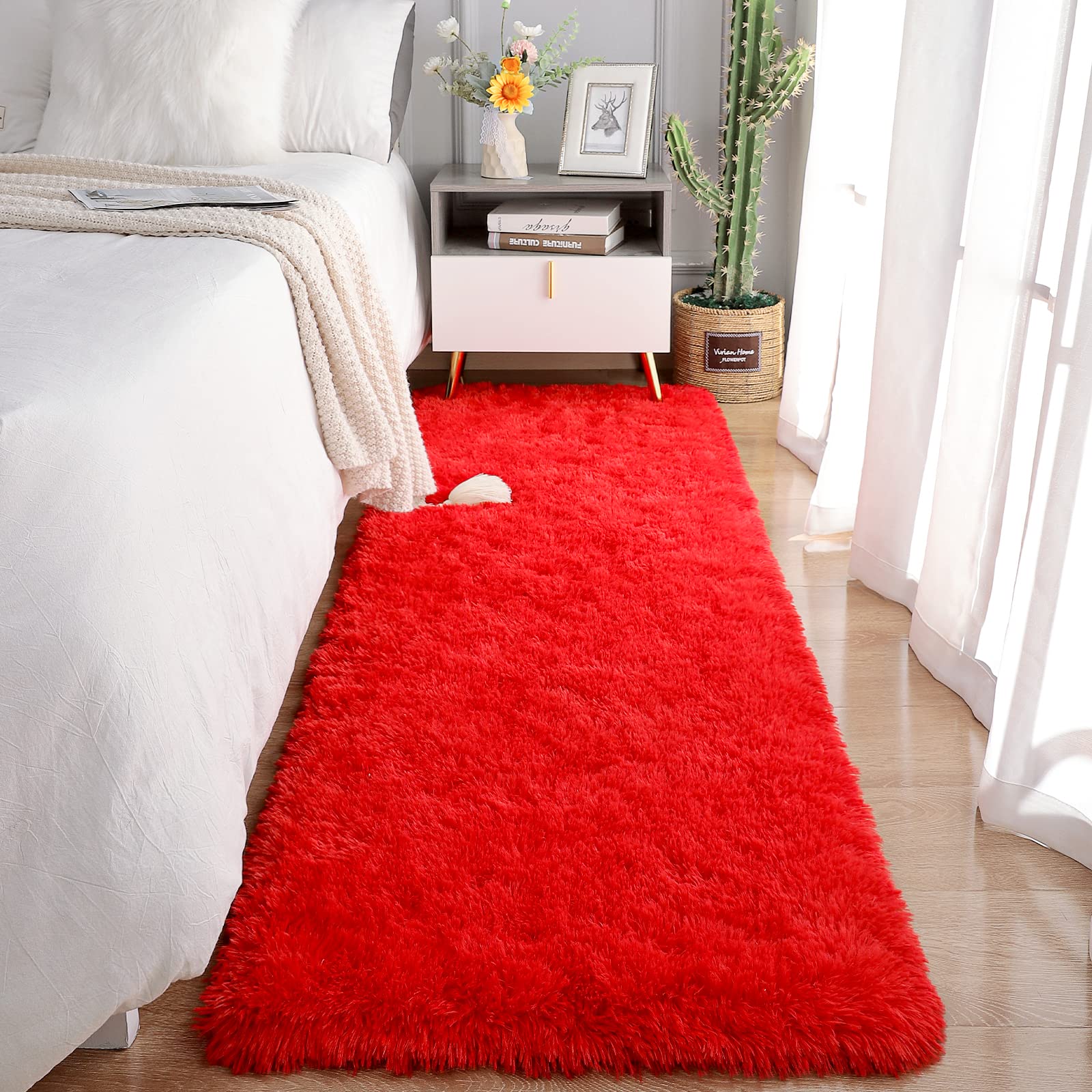 Chicrug Soft Runner Rugs for Bedroom Living Room Plush Fluffy Rug 2x6 Feet, Shag Furry Area Rug Carpet Non Shedding for Nursery 