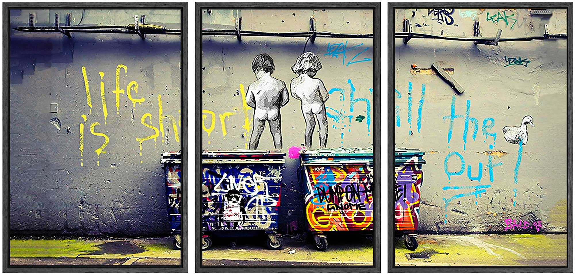 Signwin Framed Canvas Print Wall Art Life Is Short Graffiti & Street Art Pop Culture Patterns Illustrations Modern Art Alternati