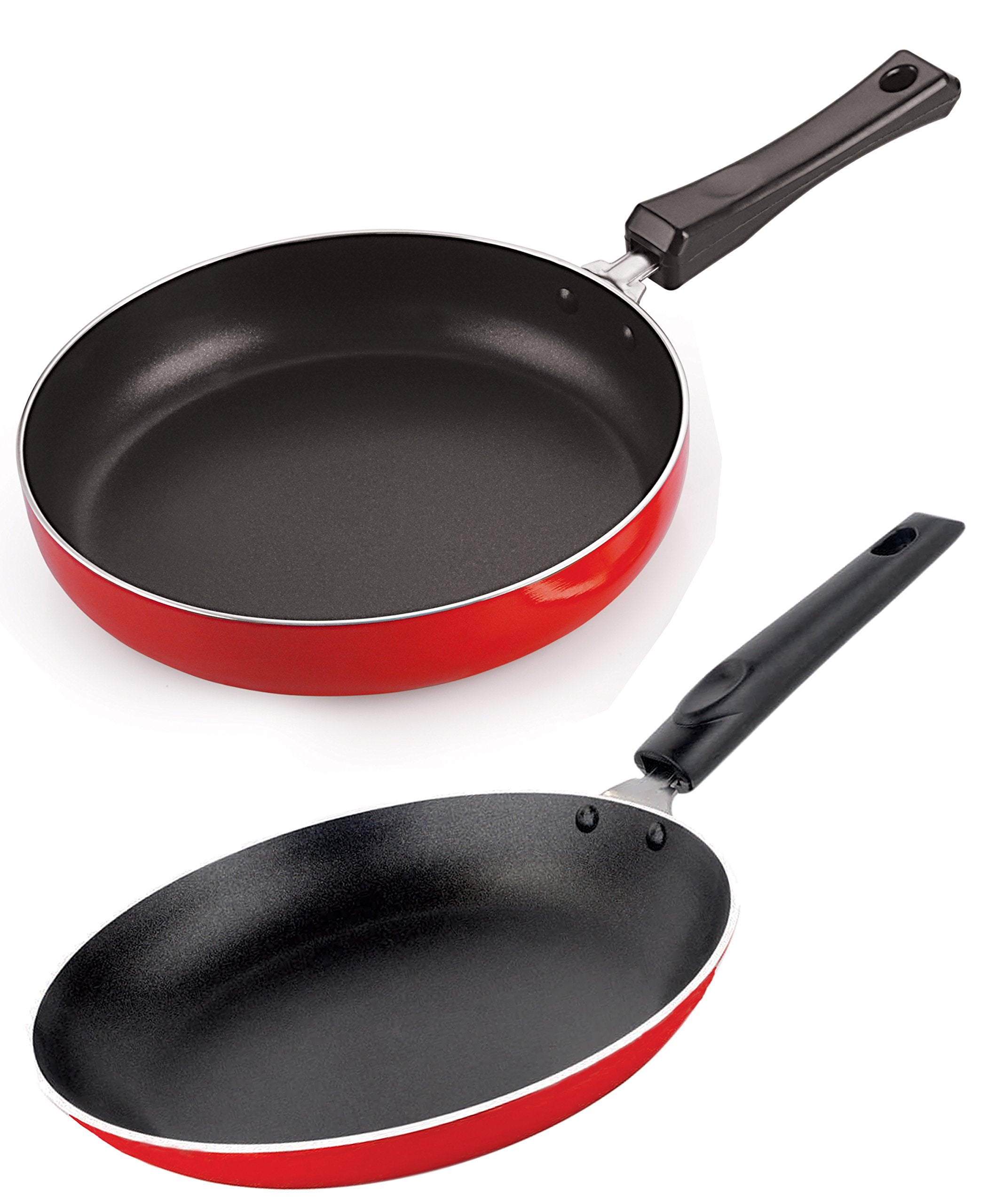 Nirlon NonStick Aluminium Cookware Set, 2Pieces, Red (2.6Mm_Fp11_Tp) (Fp11_Tp22), Red