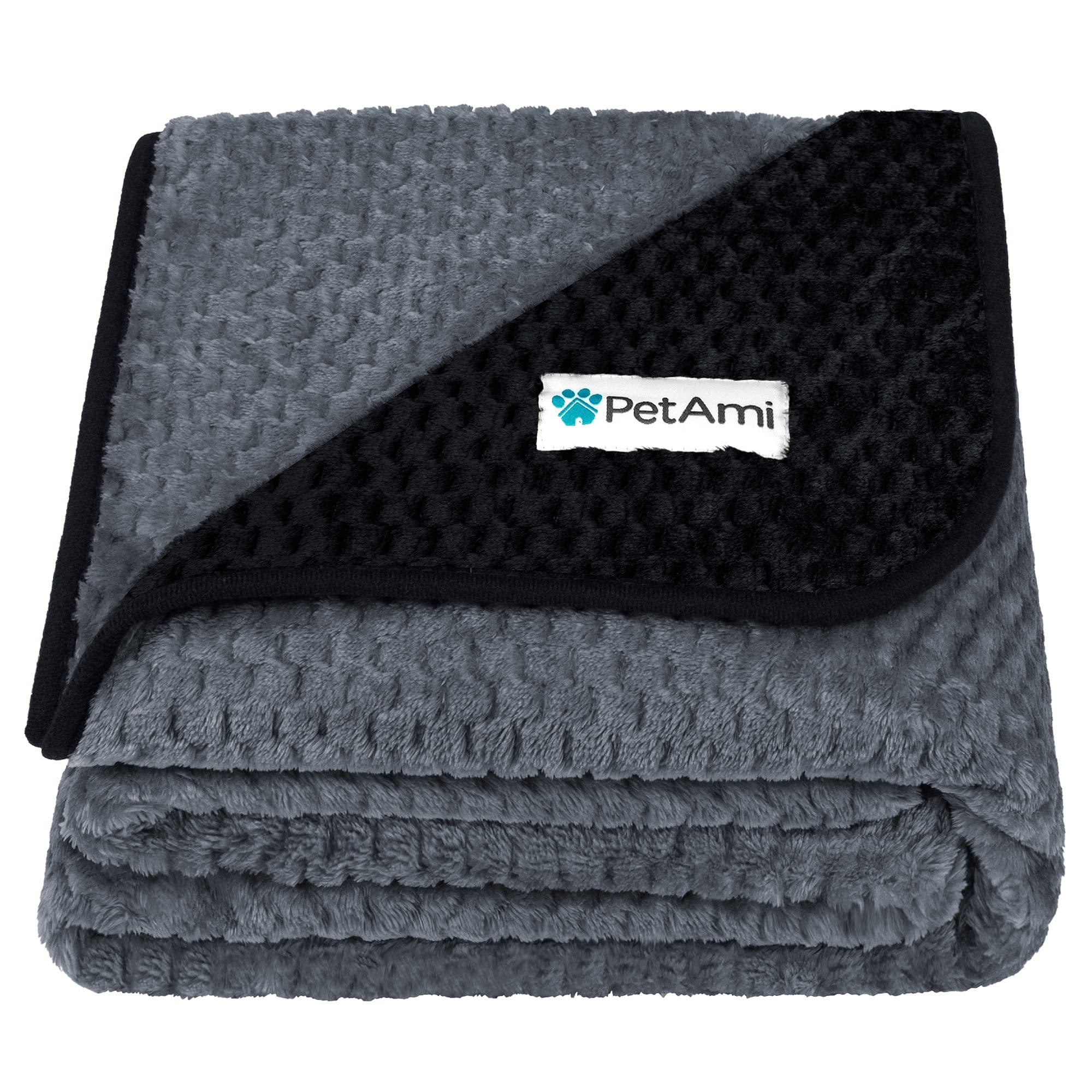Petami Waterproof Fleece Dog Blanket, Pet Blanket Small Medium Large Dogs, Waffle Textured Throw Bed Couch Protector Indoor Cat