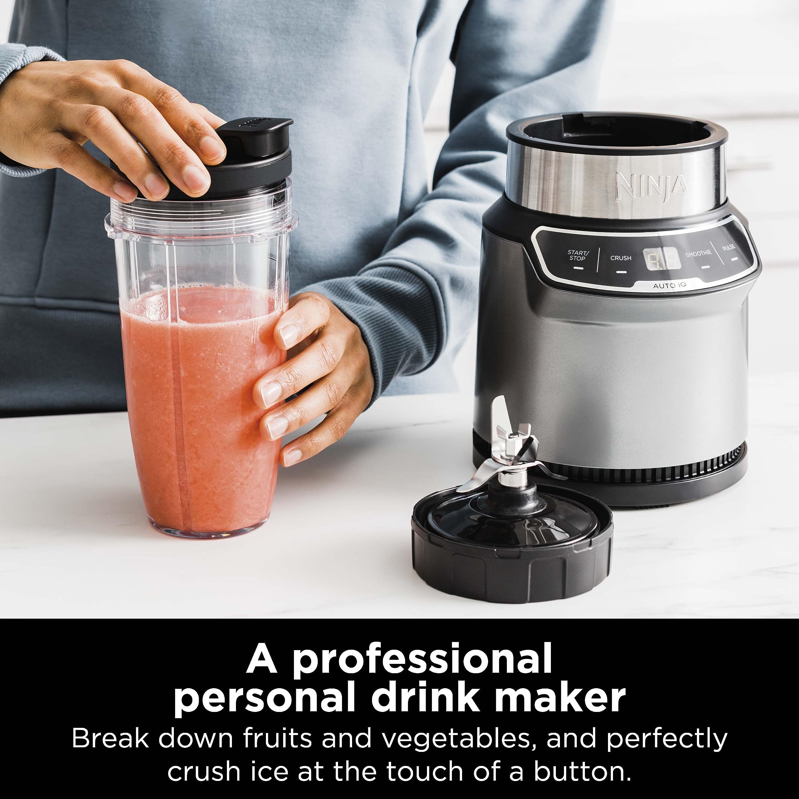 Ninja Bn401 Nutri Pro Compact Personal Blender, Auto-Iq Technology, 1000-Peak-Watts, For Frozen Drinks, Smoothies, Sauces & More