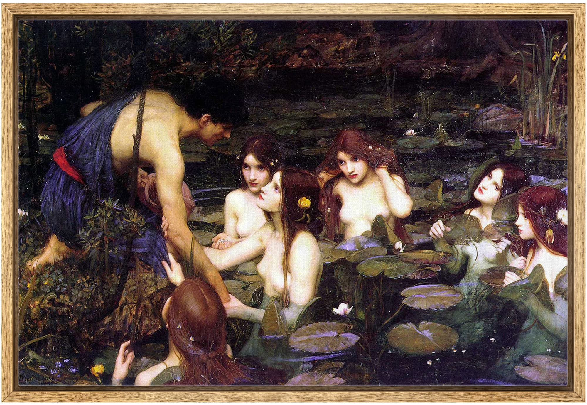 Wall26 Framed Canvas Print Wall Art Hylas & The Nymphs By John William Waterhouse People Illustrations Fine Art Traditional Colo