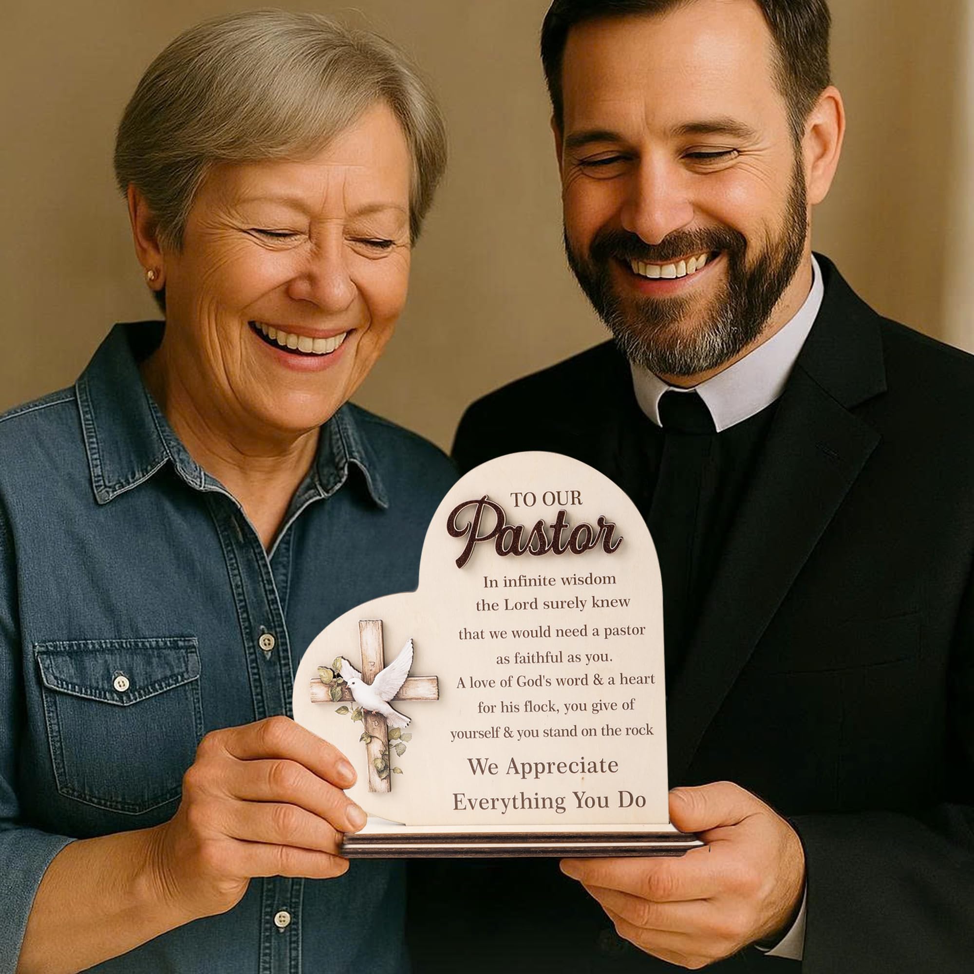 To Our Pastor 2 Layerd Wooden Plaque - Pastor Appreciation Gifts for Men, Christian Gifts for Men, Catholic Spiritual Gifts, Enc
