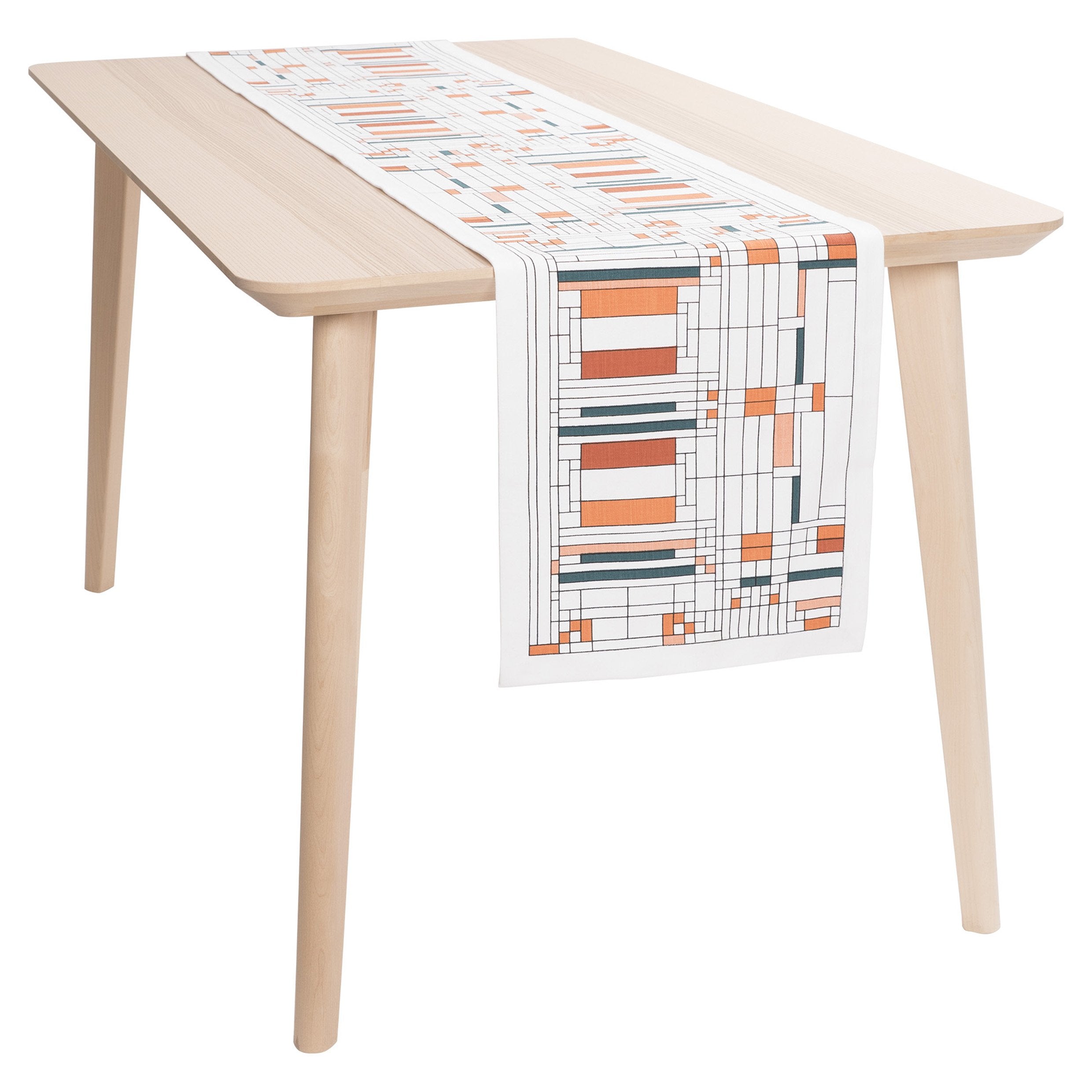 KAF Home Frank Lloyd Wright Printed Table Runner 14 x 72-inch 100-Percent Cotton (Oak Park)