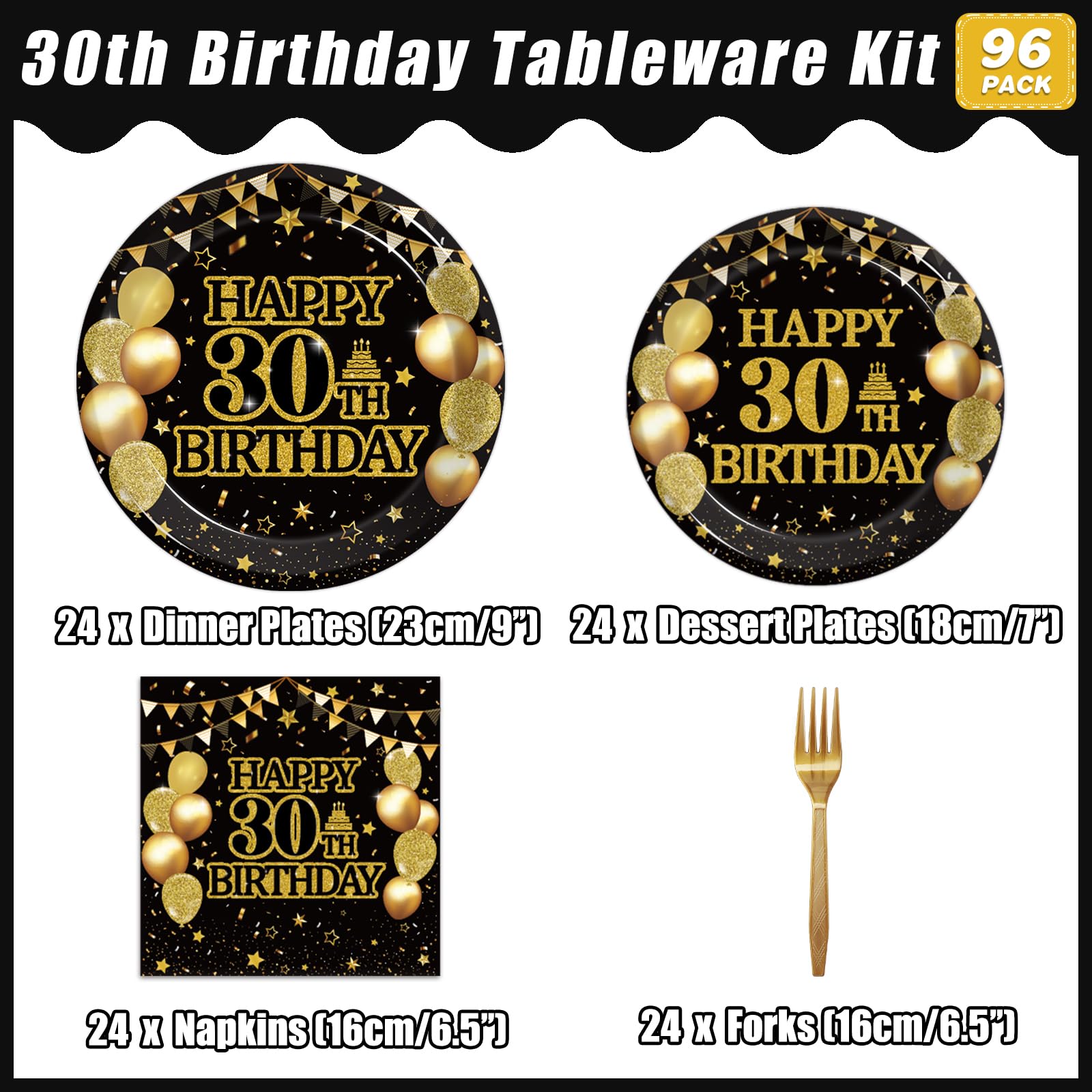 Kepeel 96Pcs 30Th Birthday Party Tableware Set, Back In 1994 Birthday Party Decorations Supplies For Men Women Kepeel Cheers To
