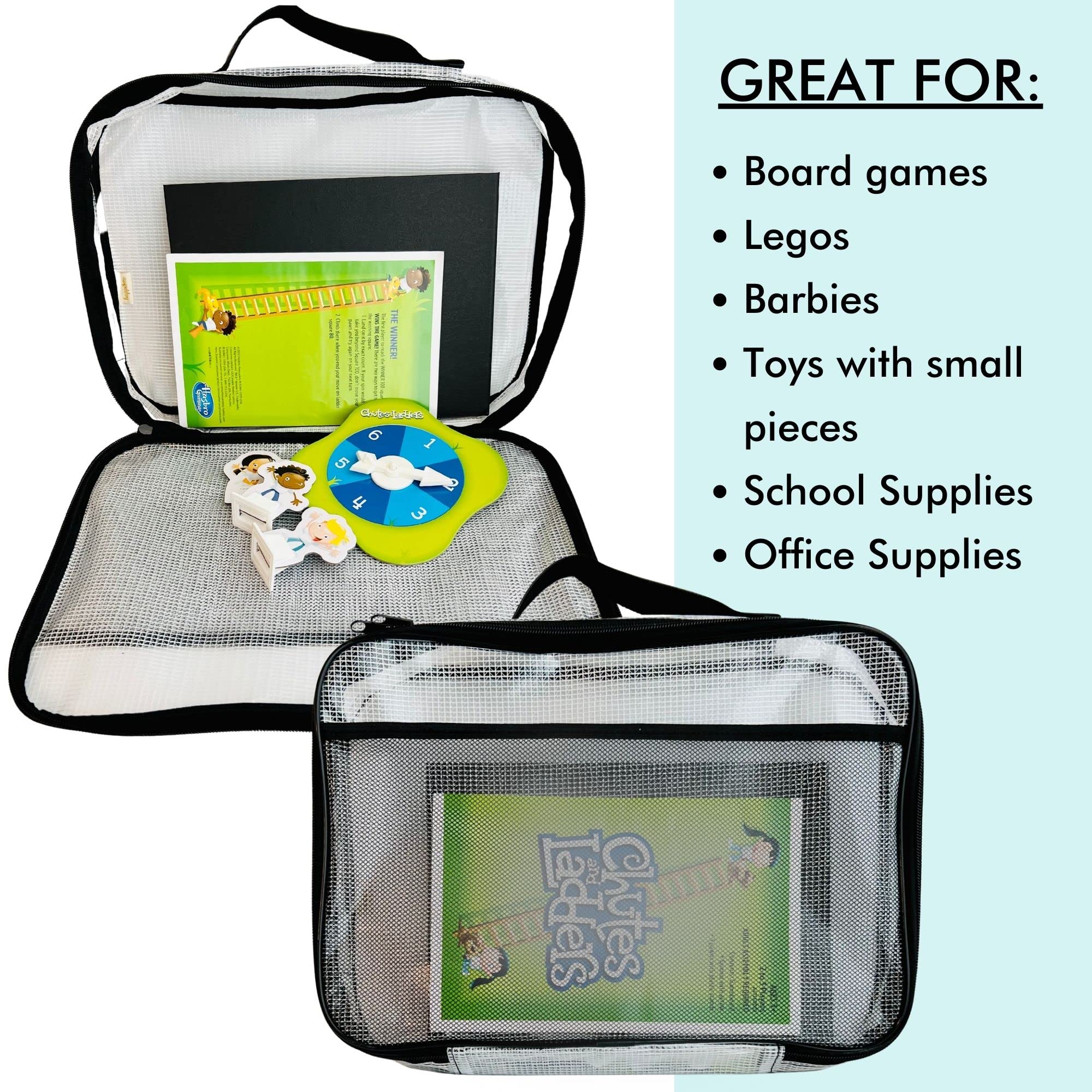 Happibox 4Pc Large Mesh Storage Bag For Board Games, Puzzles, Toys, Supplies, Zippered Bags For Organization Compatible With Leg