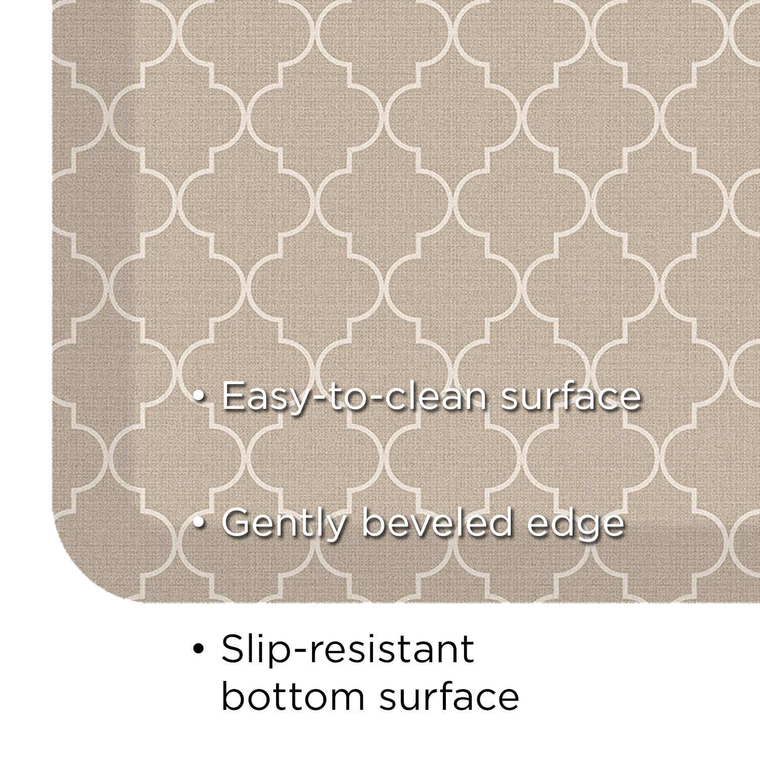 Newlife By Gelpro Anti-Fatigue Designer Comfort Kitchen Floor Mat, 30X108 , Trellis Khaki Stain Resistant Surface With 3/4