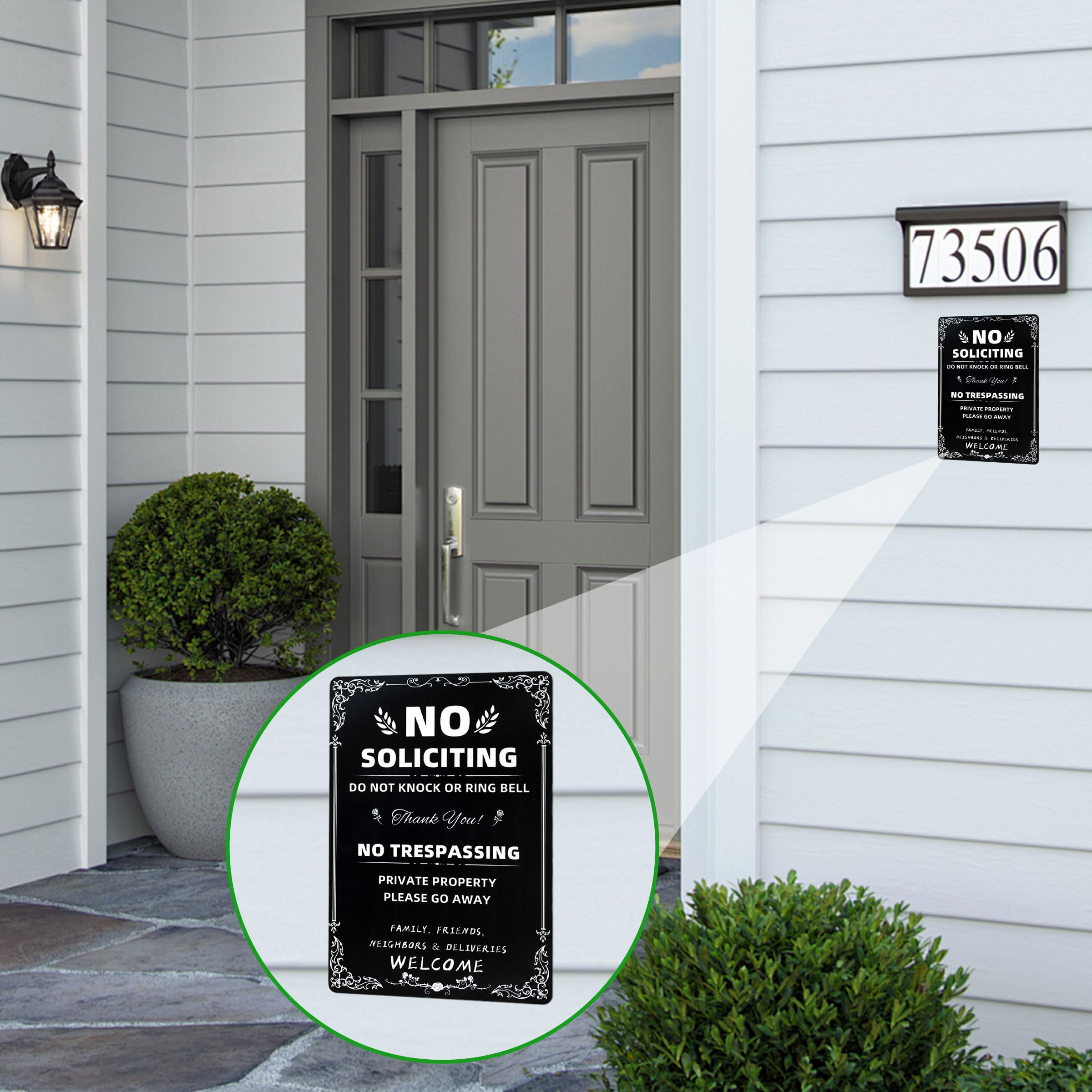 Daily Decorative Signs No Soliciting Chic Metal Signs for Outdoor Yard Signs or Indoor-NO SOLICITING DO NOT KNOCK OR RING BELL-N
