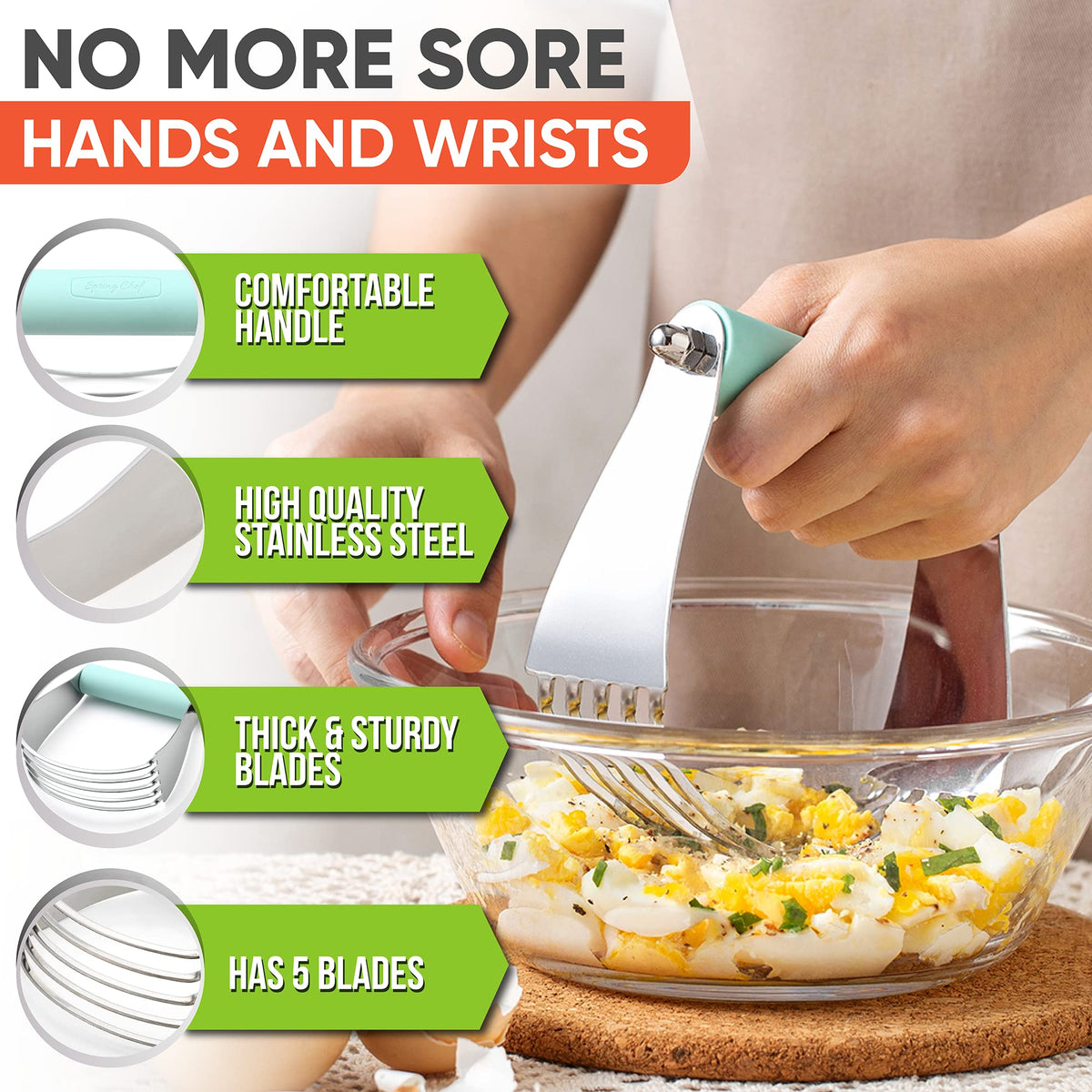 Spring Chef Large Dough Blender For Baking, Professional Dough Cutter ...