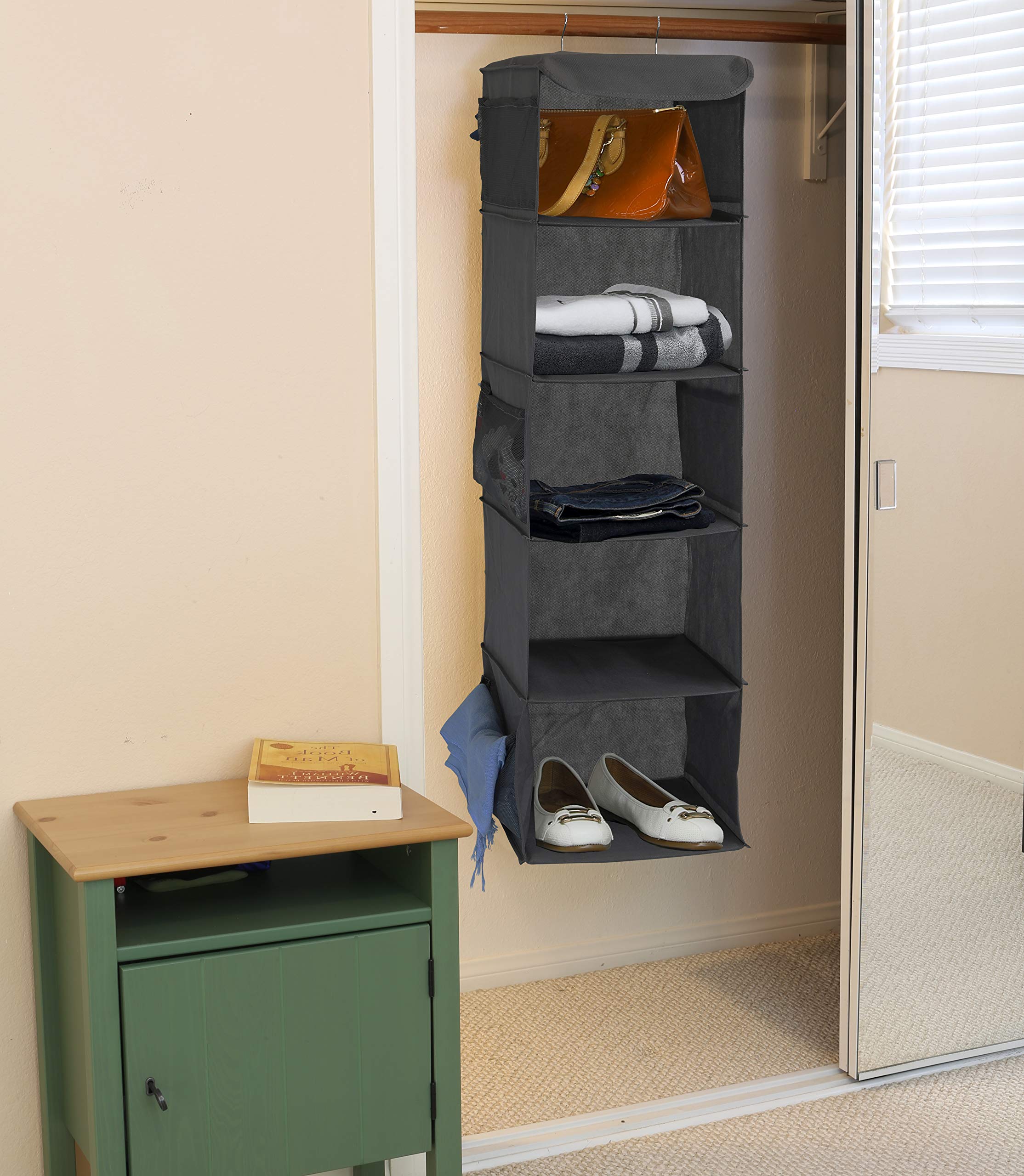 Simple Houseware 5 Shelves Hanging Closet Organizer, Dark Gray