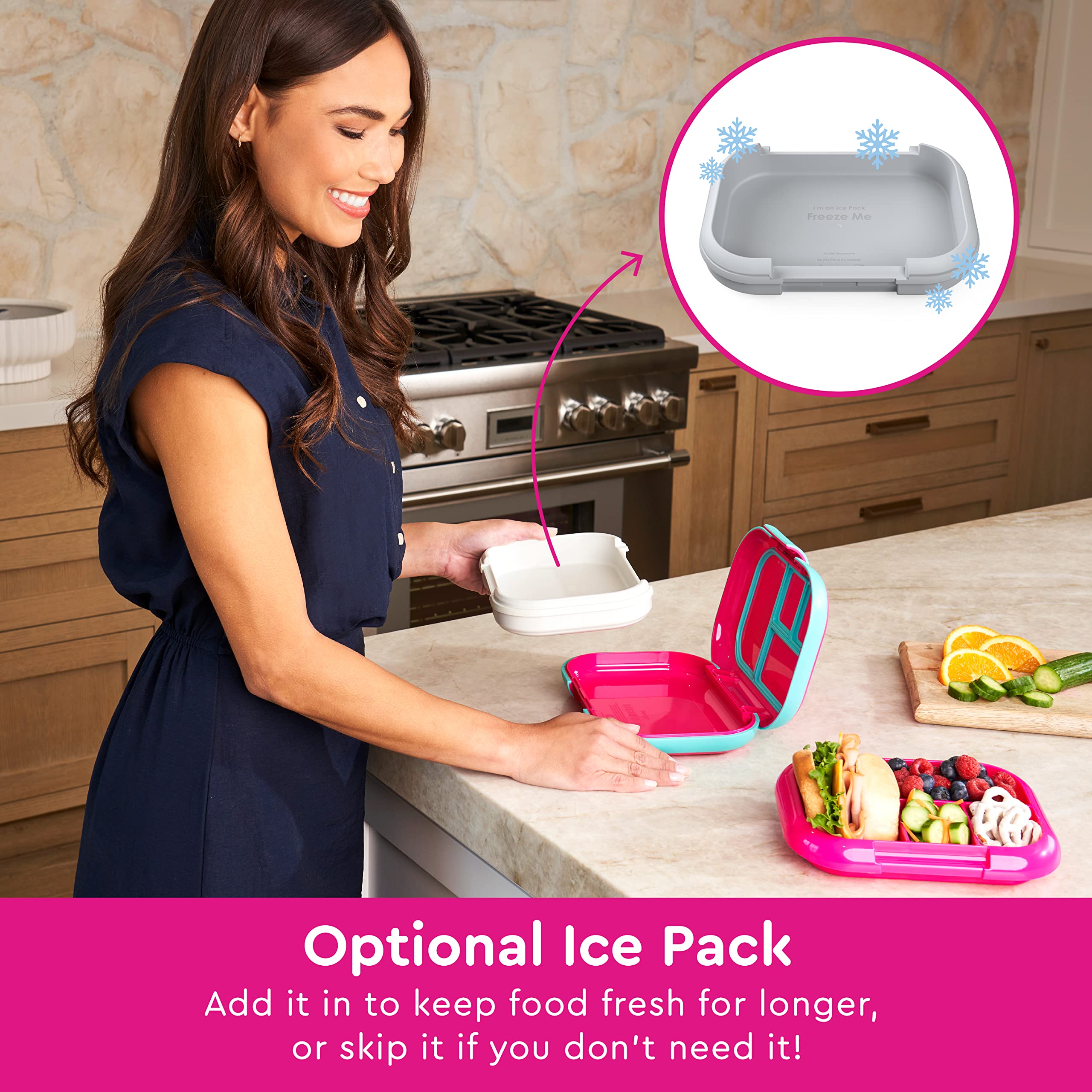 Bentgo Kids Chill Lunch Box - Leak-Proof Bento Box With Removable Ice Pack & 4 Compartments For On-The-Go Meals - Microwave & Di