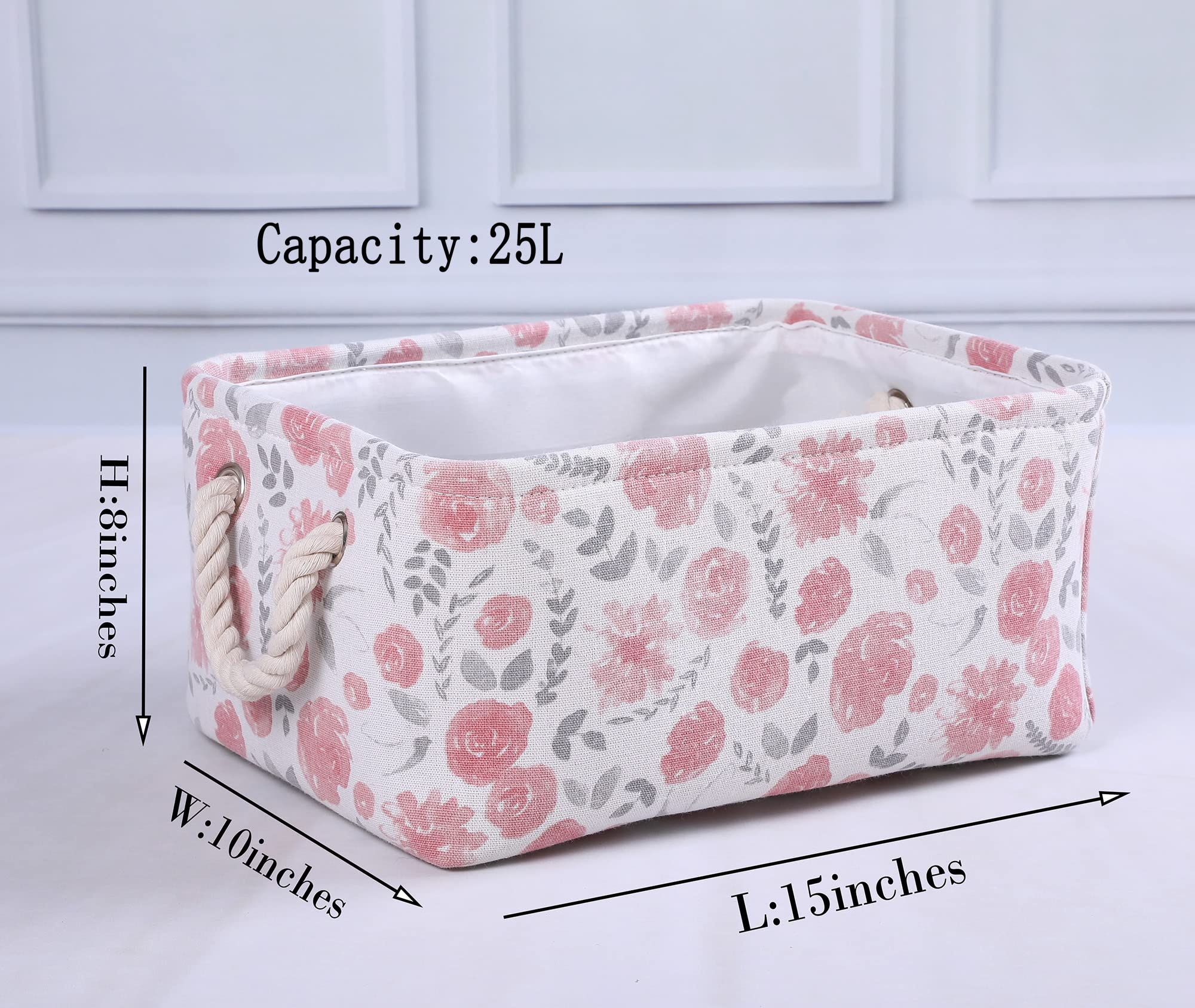 MAIZMZ Rectangular Storage Basket Collapsible Organizer Bin Thick Toy Box for Organizing Home/Dorm/Kitchen/Pet/Office/Closet/Shelf/Gift Baskets(rose)