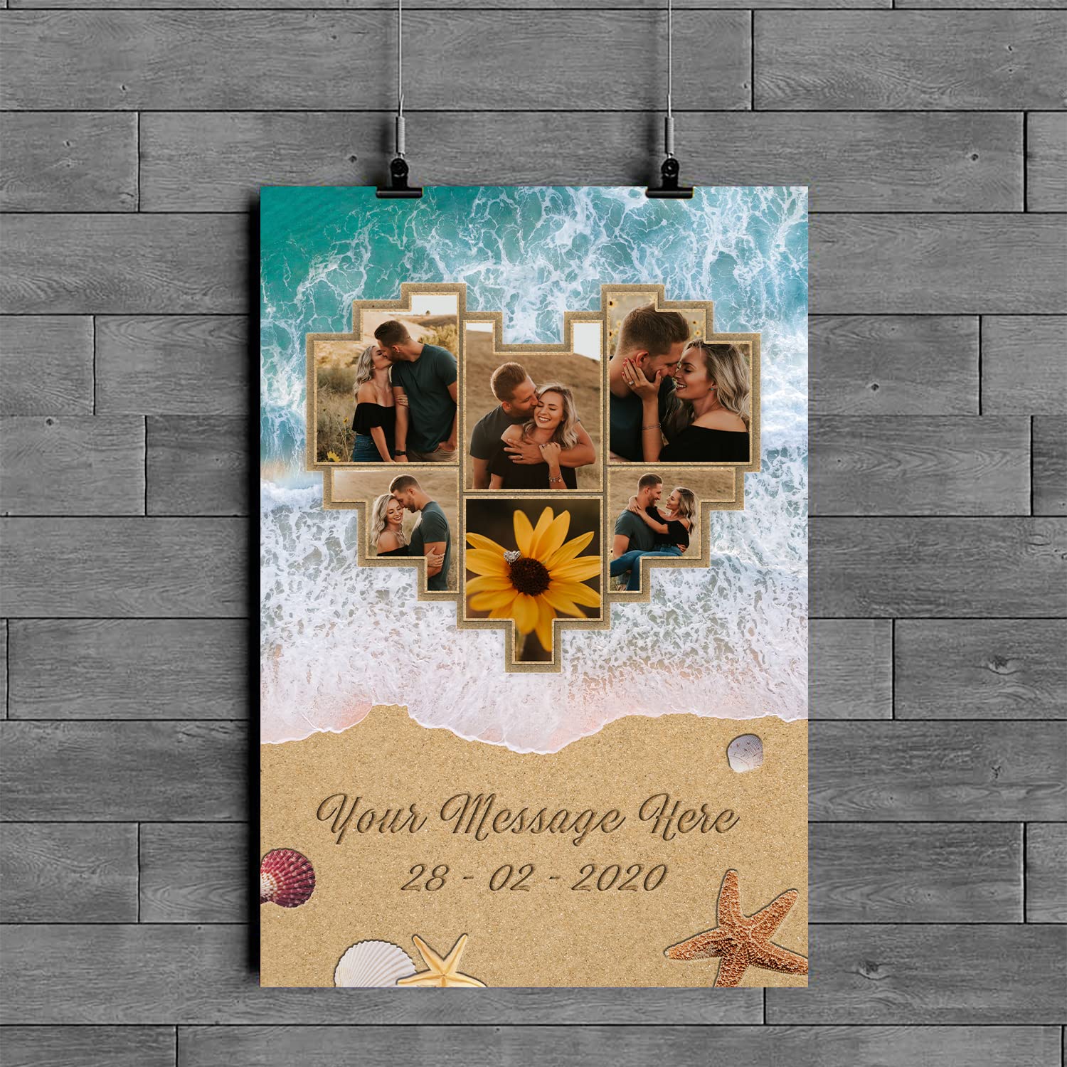 HANIKID Personalized Multi Pictures Collage Canvas Prints Custom Favorite Message Romantic Poster Gifts For Husband Wife Girlfriend Boyfriend Lovers Loved One On Wedding Engagement Printable Posters