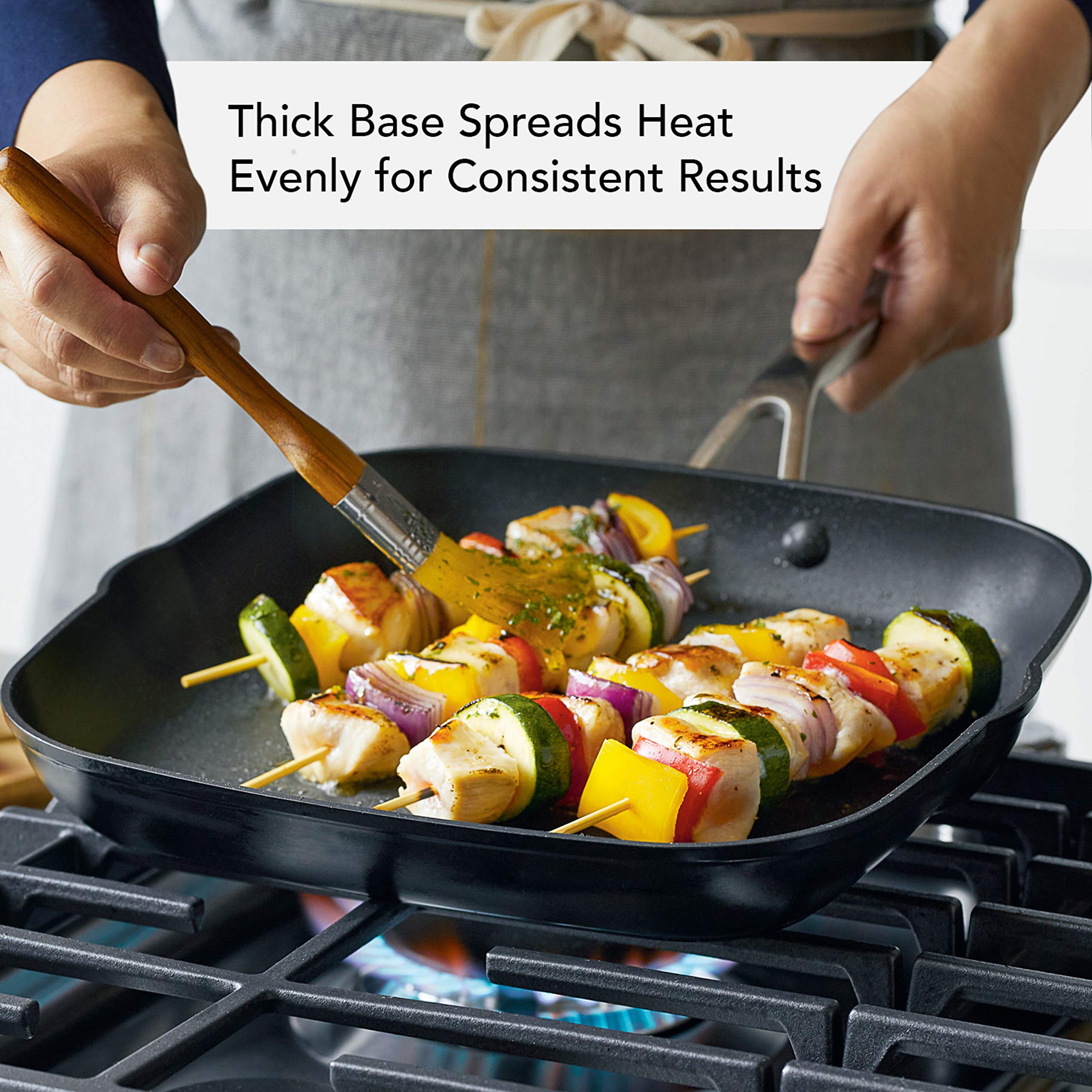 KitchenAid Hard Anodized Nonstick Grill Pan, 11.25 Inch, Matte Black, Model 80126, Induction Compatible