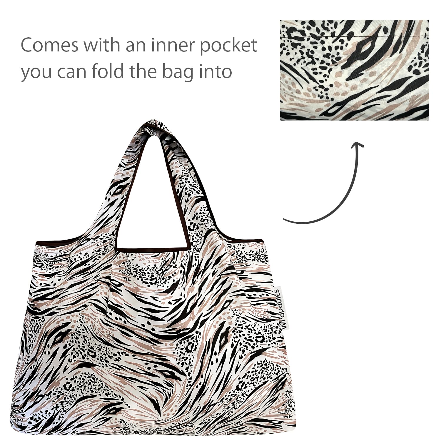 Allydrew Large & Small Foldable Tote Nylon Reusable Grocery Bags, Set Of 2, Nature