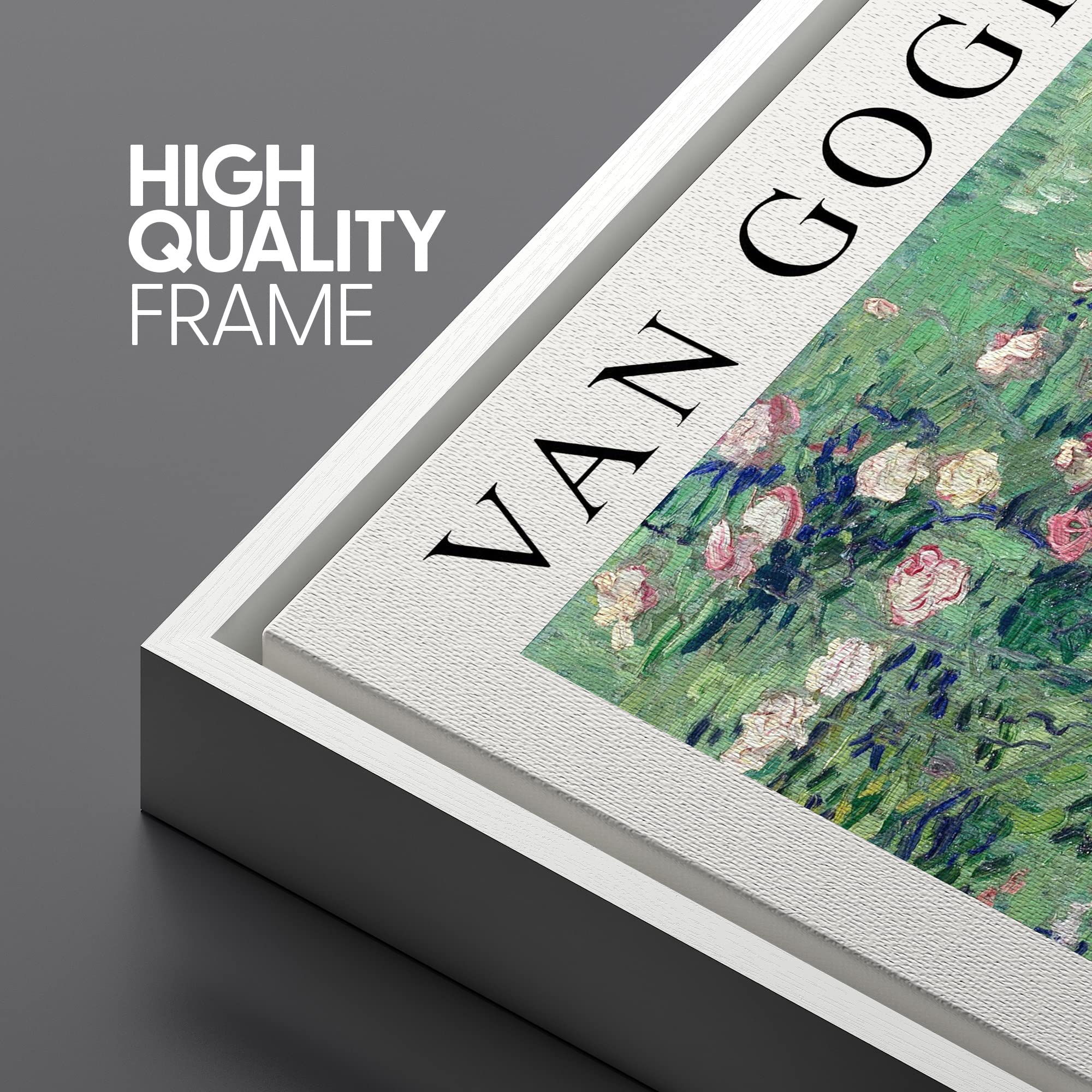 Signleader Framed Canvas Print Wall Art Rosebush In Blossom Van Gogh Botanical Brushstroke Illustrations Fine Art Traditional Co