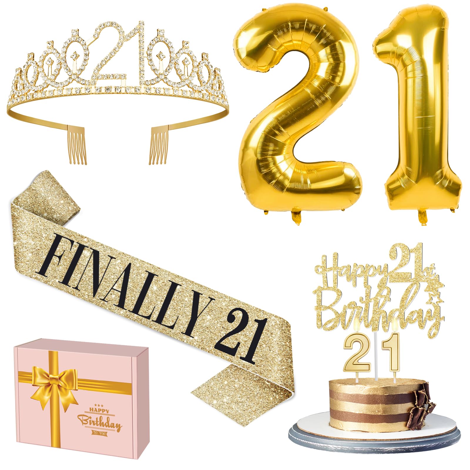 21St Birthday Decorations For Her Include 21St Birthday Tiara And Finally 21 Sash , 21St Birthday Cake Topper And 21 Birthday Ca