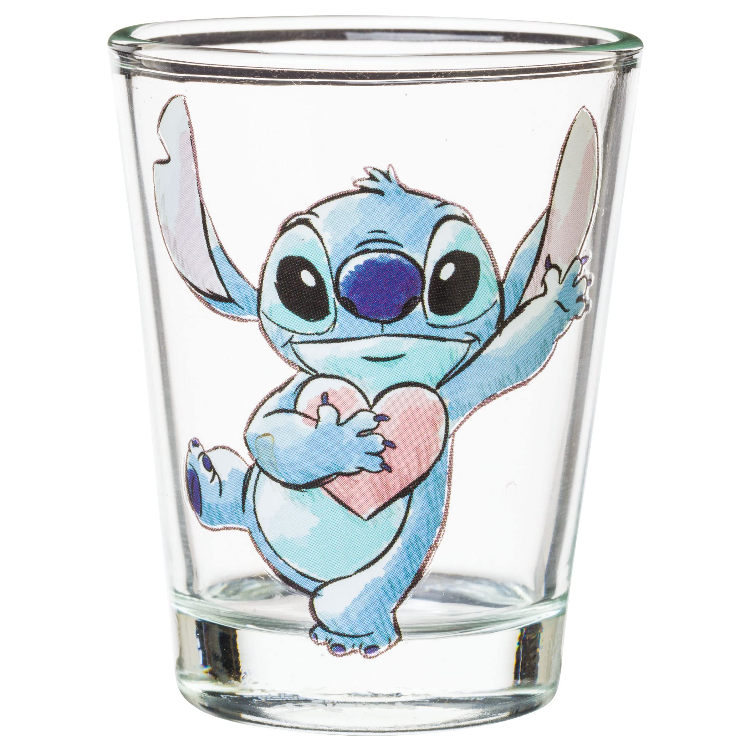 Silver Buffalo Disney Lilo And Stitch Poses With Fruit, Ice Cream, And Heart 4 Pack Mini Glasses, 1.5 Ounces