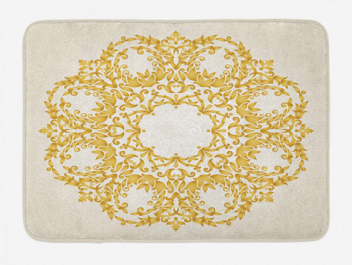 Ambesonne Victorian Bath Mat, Traditional Floral Round Circle With Baroque Elements Turkish Ottoman Style Art, Plush Bathroom De