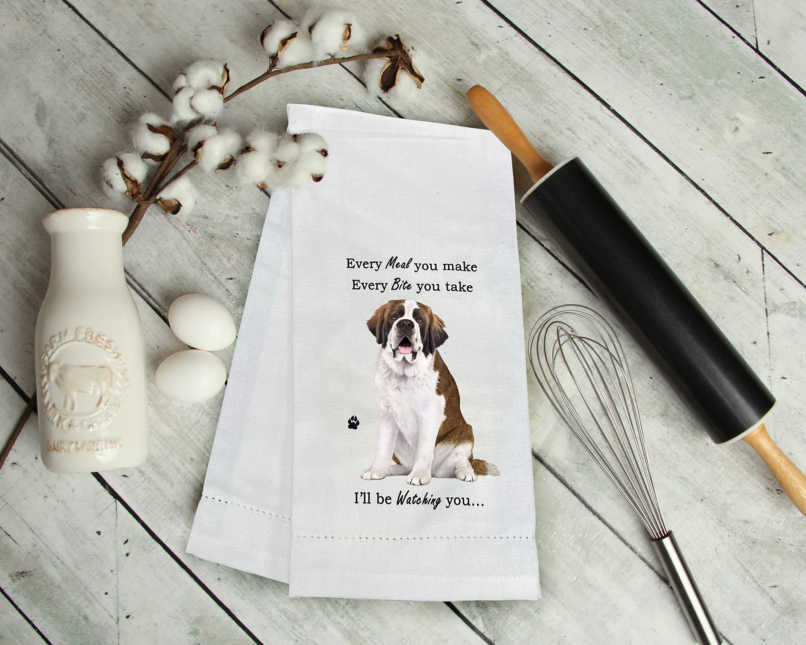 Saint Bernard Kitchen Towel - Soft Highly Absorbent - Saint Bernard Gifts - Dish Towels For Washing Dishes - Tea Towels - Reusab
