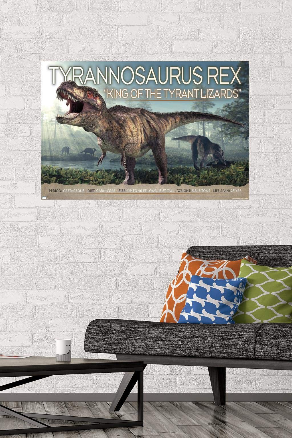 Trends International Dinosaurs - T-Rex Wall Poster, 22.375'' X 34'', Poster & Mount Bundle