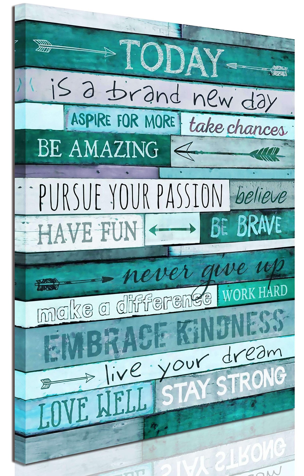 Large Inspirational Wall-Art - Positive Office Wall Decor - Teal Motivational Wall Art - Framed Canvas Art Easy To Hand Size 24X
