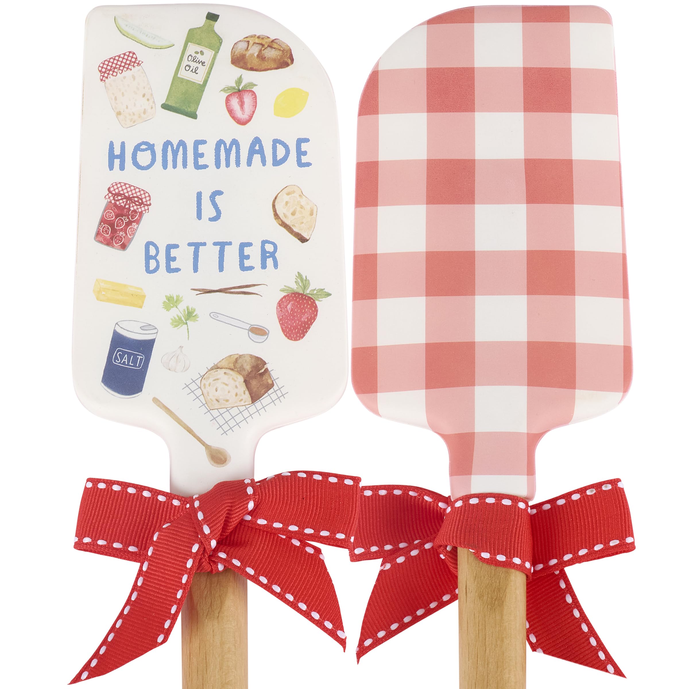 Primitives by Kathy doublesided silicone novelty cooking spatula/Homestead Collection/hand illustrations of homemade food/ingre