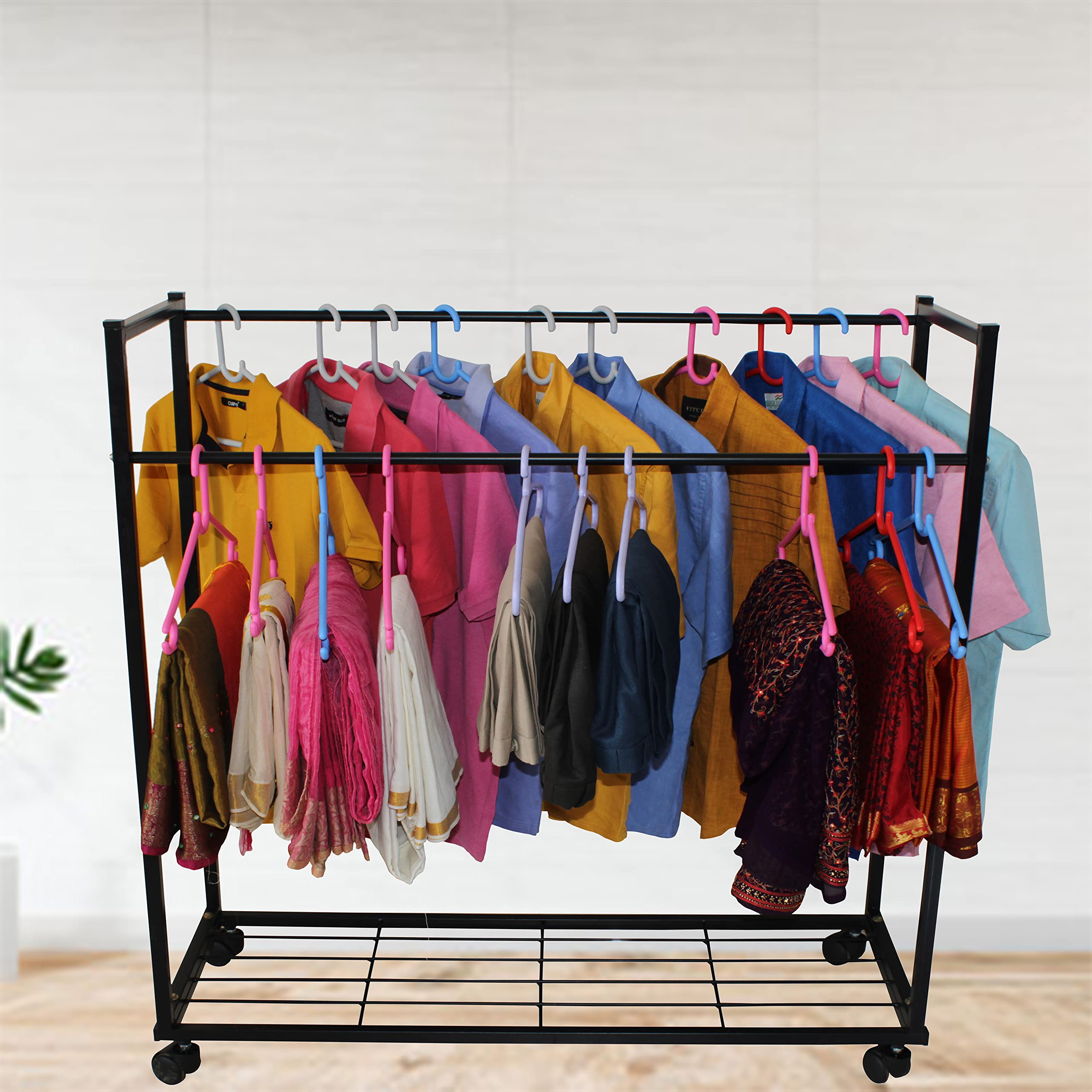 D&V Engineering - Creative In Innovation Heavy Duty Cloth Hanger Rack With Wheel,Garment Rack,Drying Rack For Hanging Cloths For