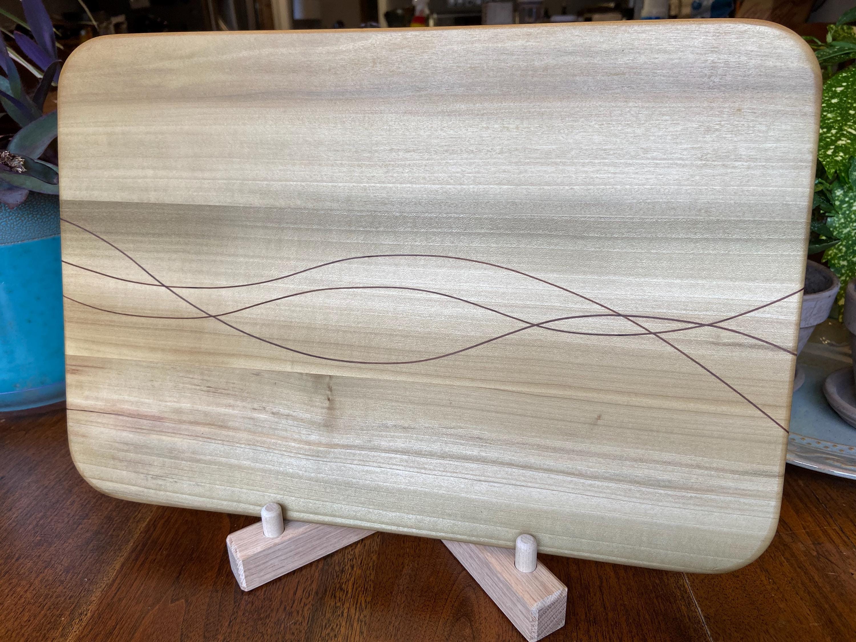 Solid Poplar charcuterie board - Peruvian Walnut banding/inlay.
