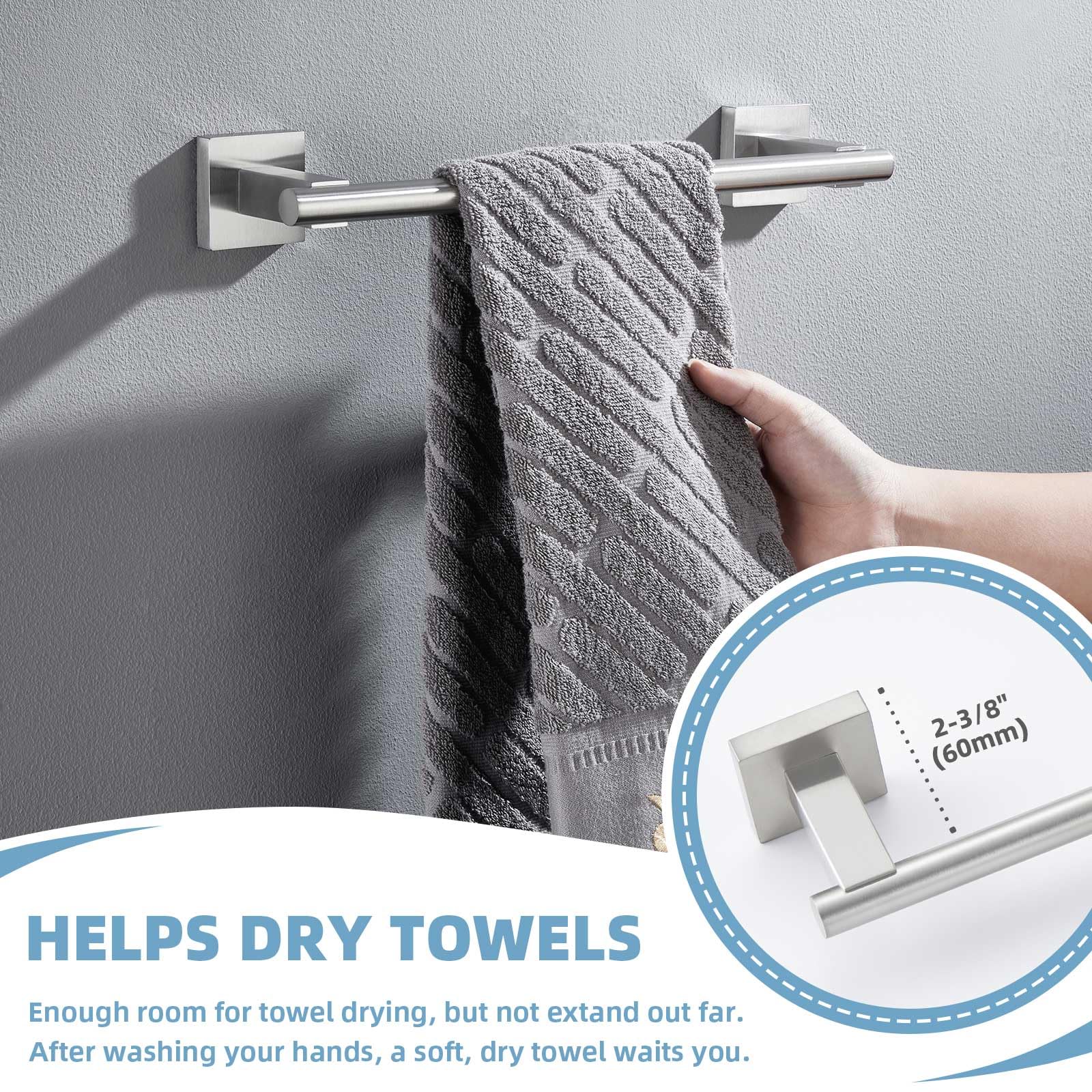 Suyar Bathroom Hardware Set Brushed Nickel, 304 Stainless Steel Bathroom Accessories 4 Pieces, Include Robe Hook, Toilet Paper H