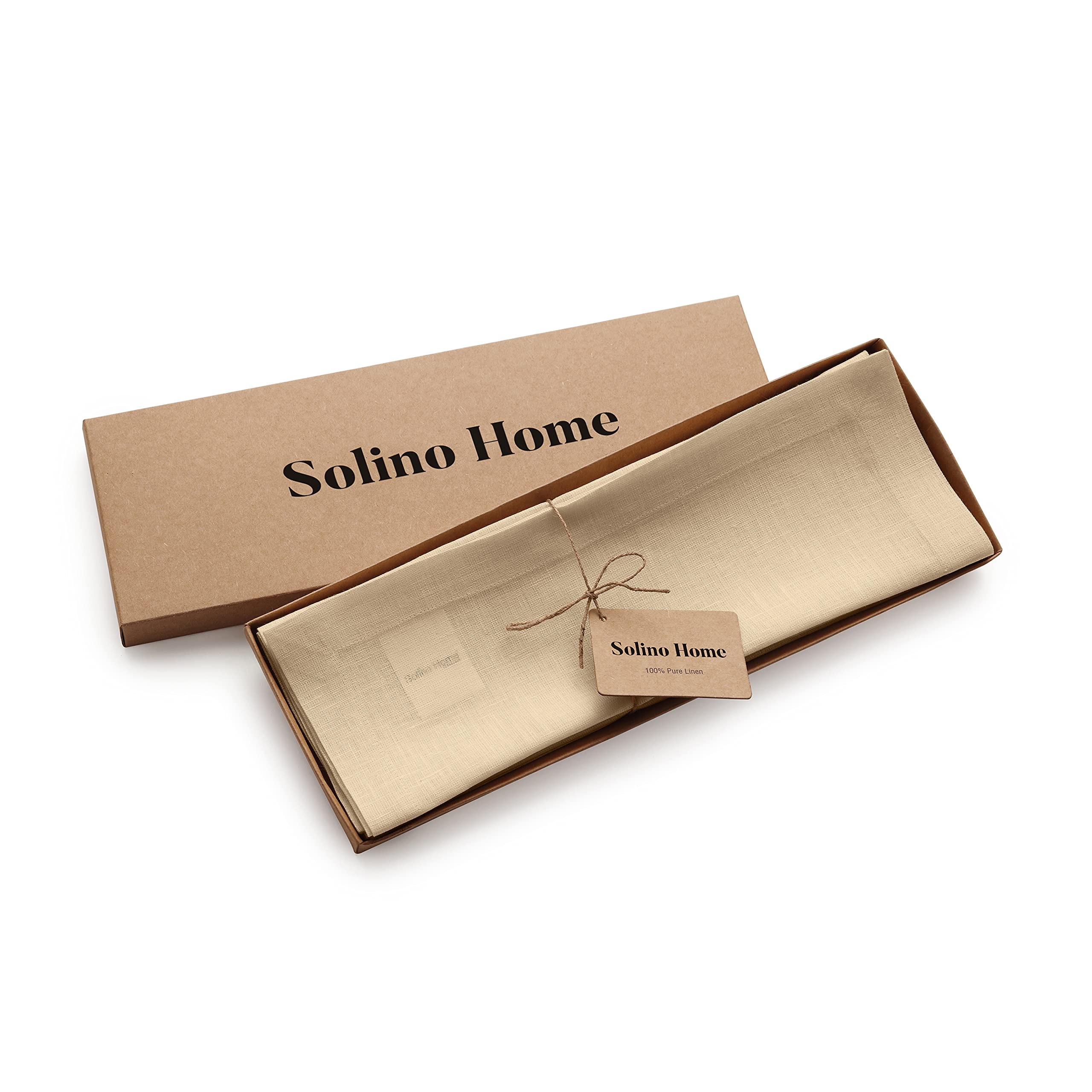 Solino Home Linen Placemats 19'' L X 14'' W Inch - 100% Pure Linen Beige Cloth Placemats Set Of 4 - Fete, Washable Fabric Place