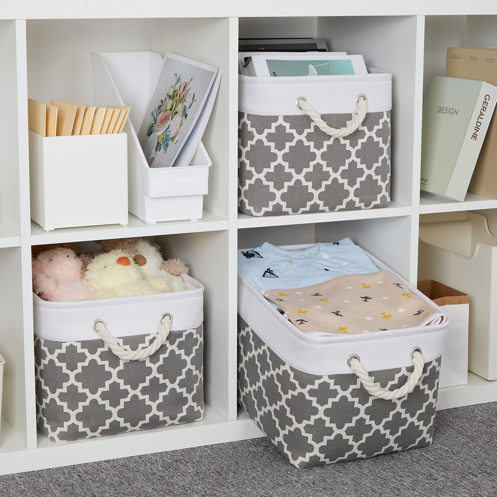 Bidtakay Basket Storage Bins Baskets For Organizing Set Of 3 Collapsible Cloth Storage Linen Closet Organizer 15 X 11 X 9.5 Inch