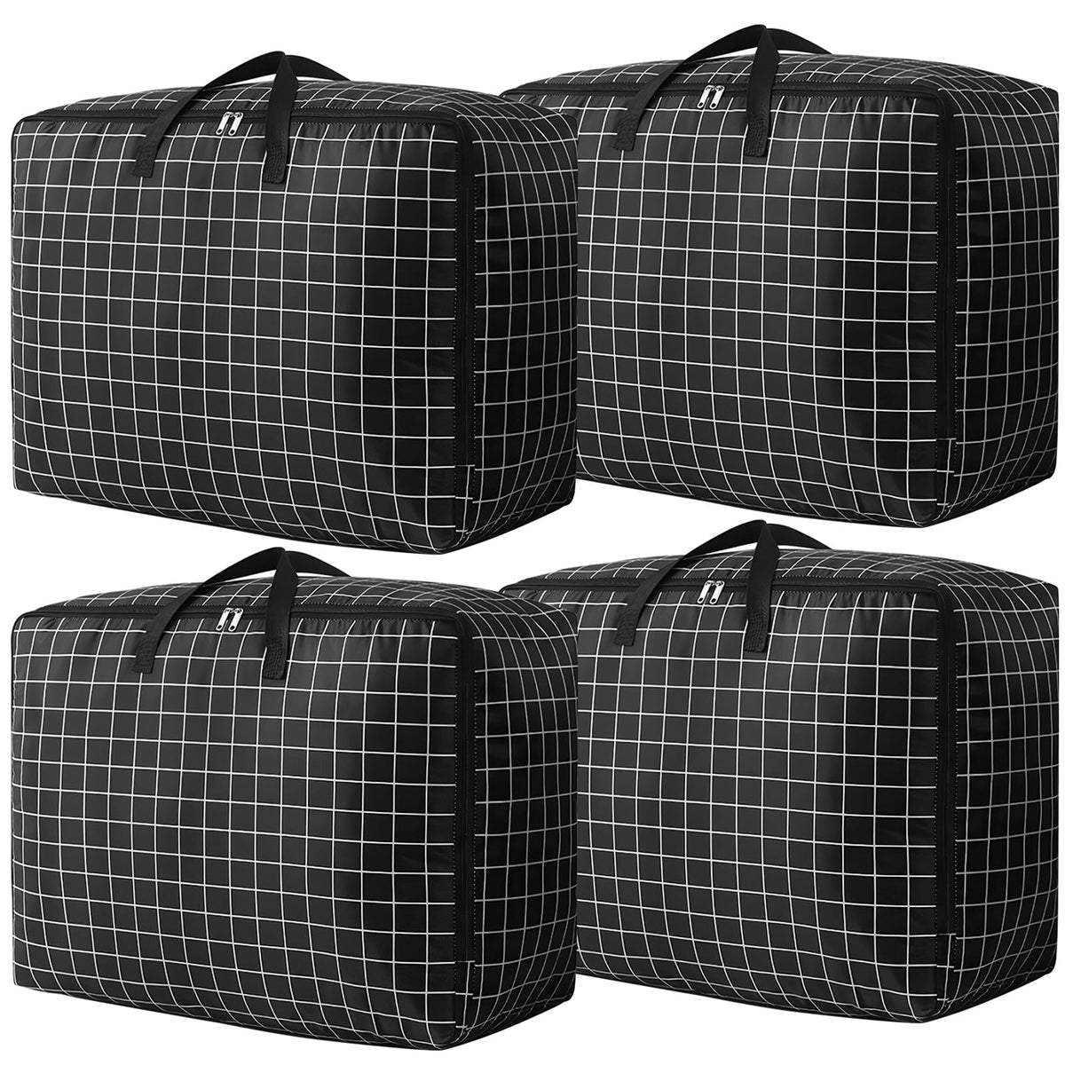 4 Pcs 105L Large Storage Bag, Extra Large Storage Box with Zips for Moving House Storage Clothes Bedding Duvet Quilt Blankets Wa