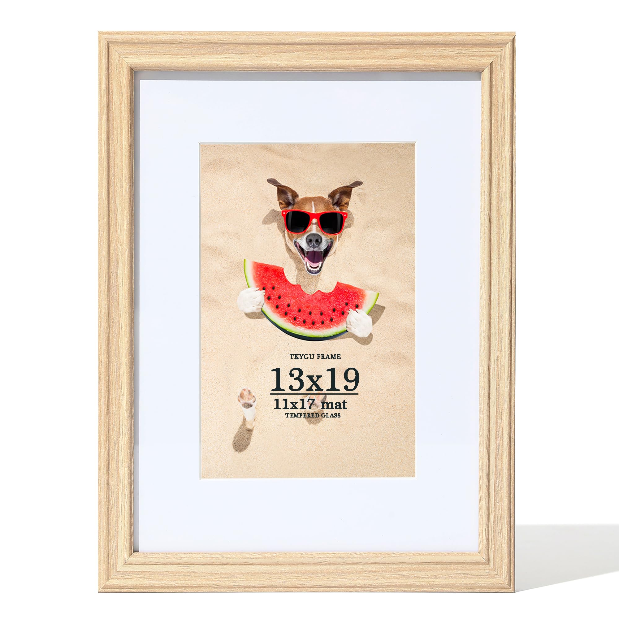 TKYGU 13x19 Picture Frame, Display Pictures13x19 with Mat or 11 x 17 Without,Poster Frame for Wall Mounted, 13 by 19 Art Wooden 